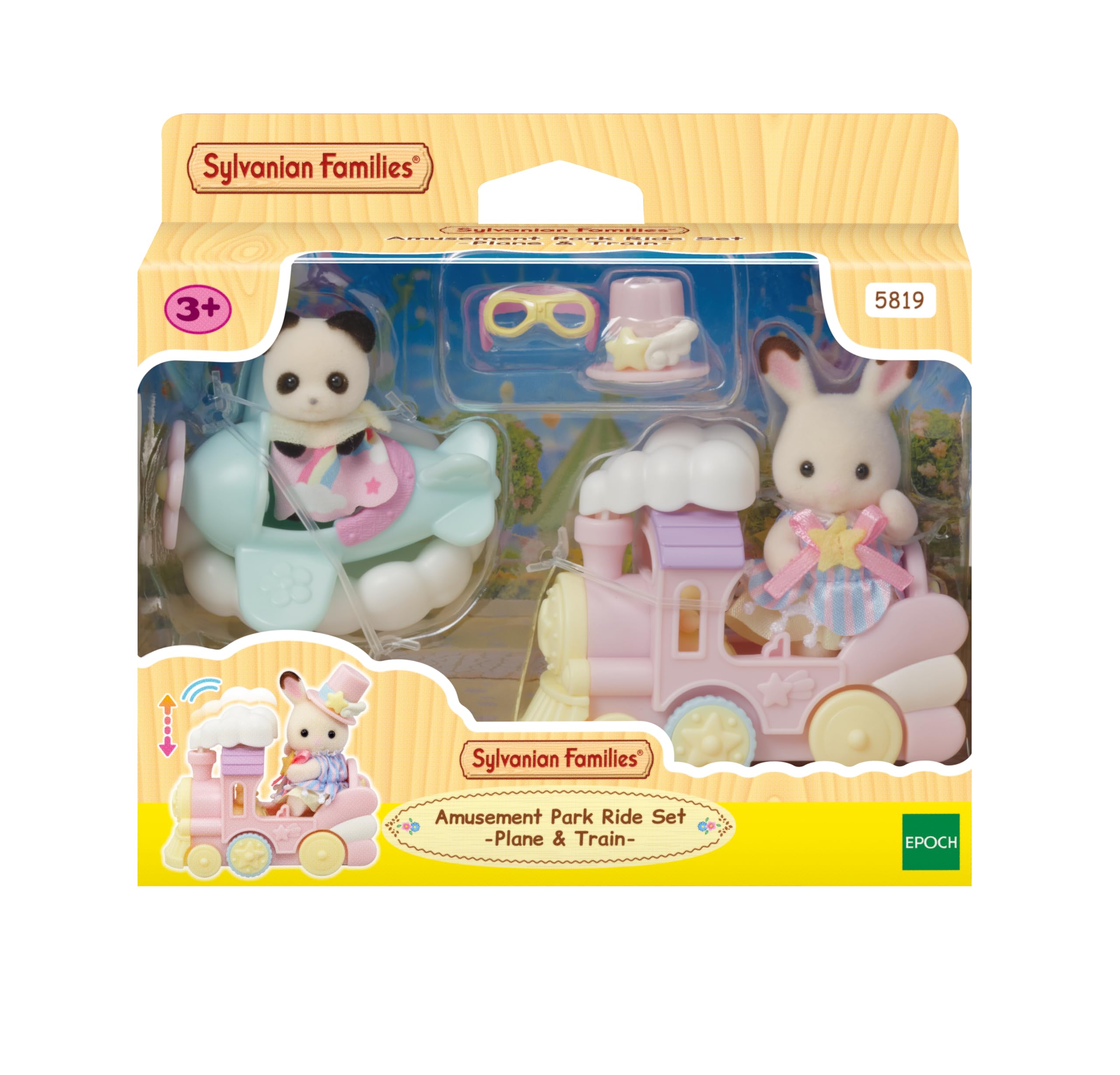 Sylvanian Families 5819 Amusement Park Ride Set - Plane & Train | Includes 2 Babies 5