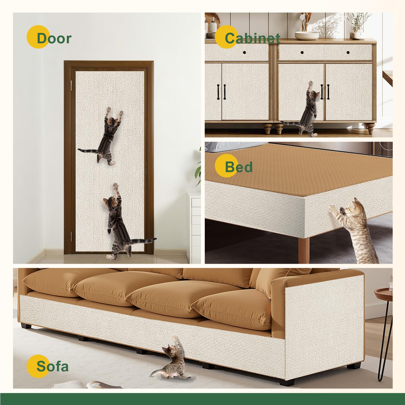Gimars Self-Adhesive Cat Scratching Mat - 200 x 40cm | Thickened Polyester | DIY Cuttable 3