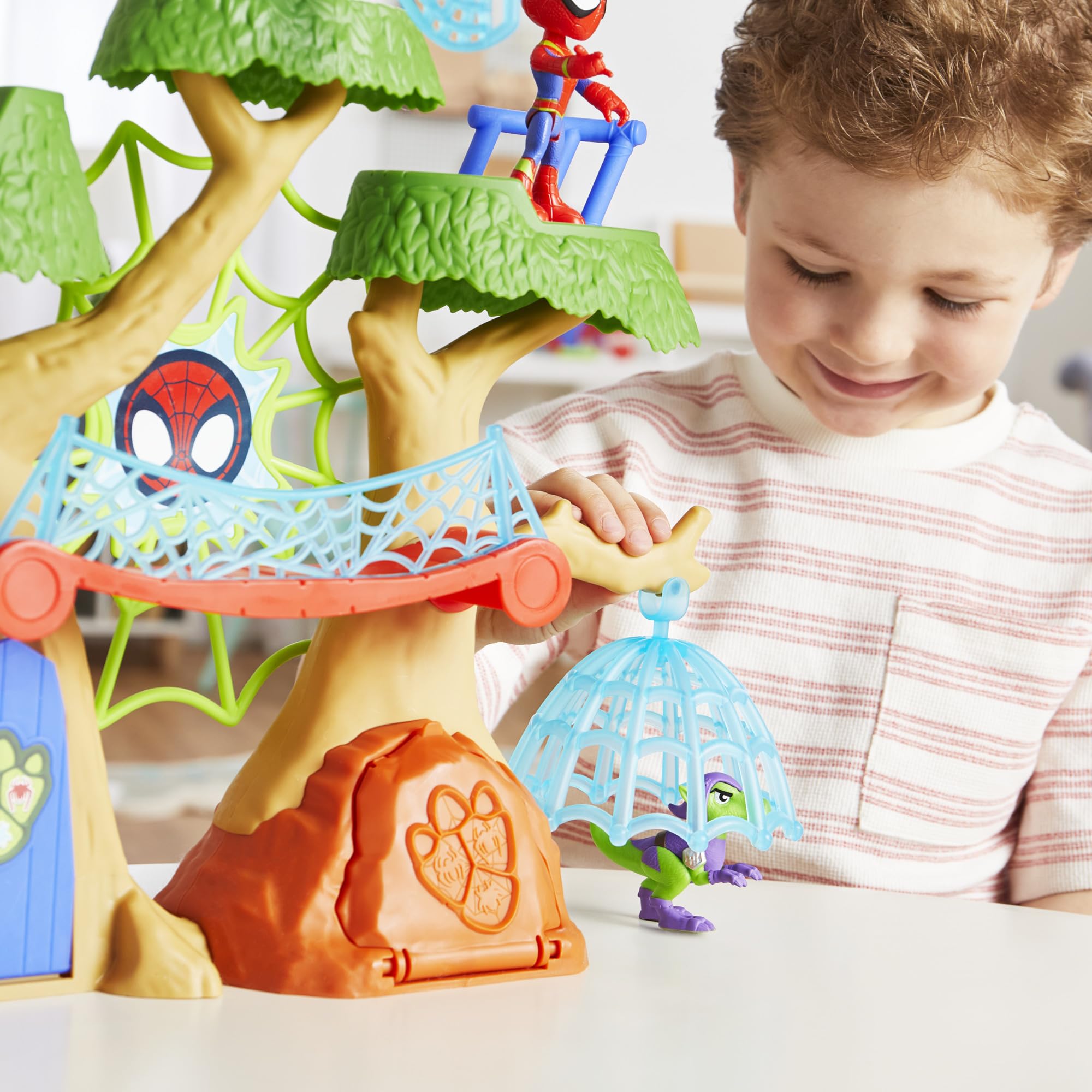 SPIDEY AND HIS AMAZING FRIENDS Dino-Webs Treehouse Playset | Spidey & Goblin Raptor Figures | Ages 3+ 7
