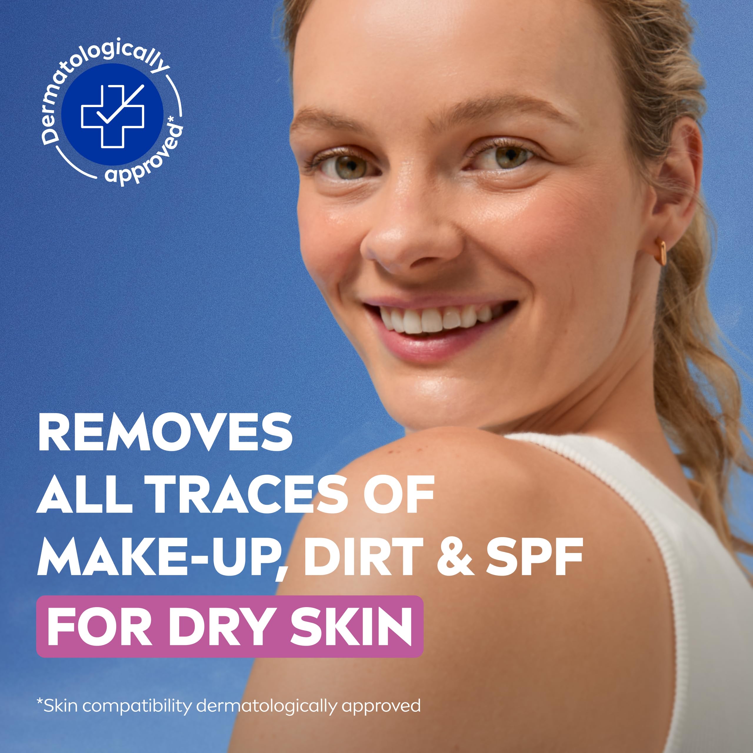 NIVEA 3-in-1 Cleansing Face Wipes for Dry Skin - 25 Sheets | Waterproof Makeup Removal 3