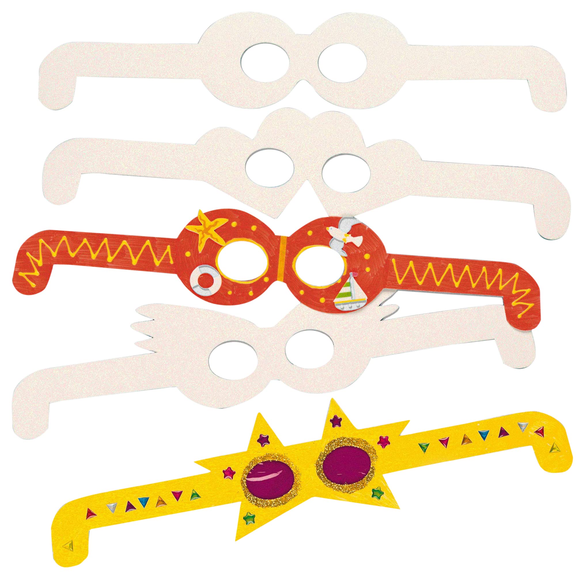 Baker Ross ET608 Design Your Own Glasses Craft Kit - 12 Cardboard Frames | White | 35cm 1