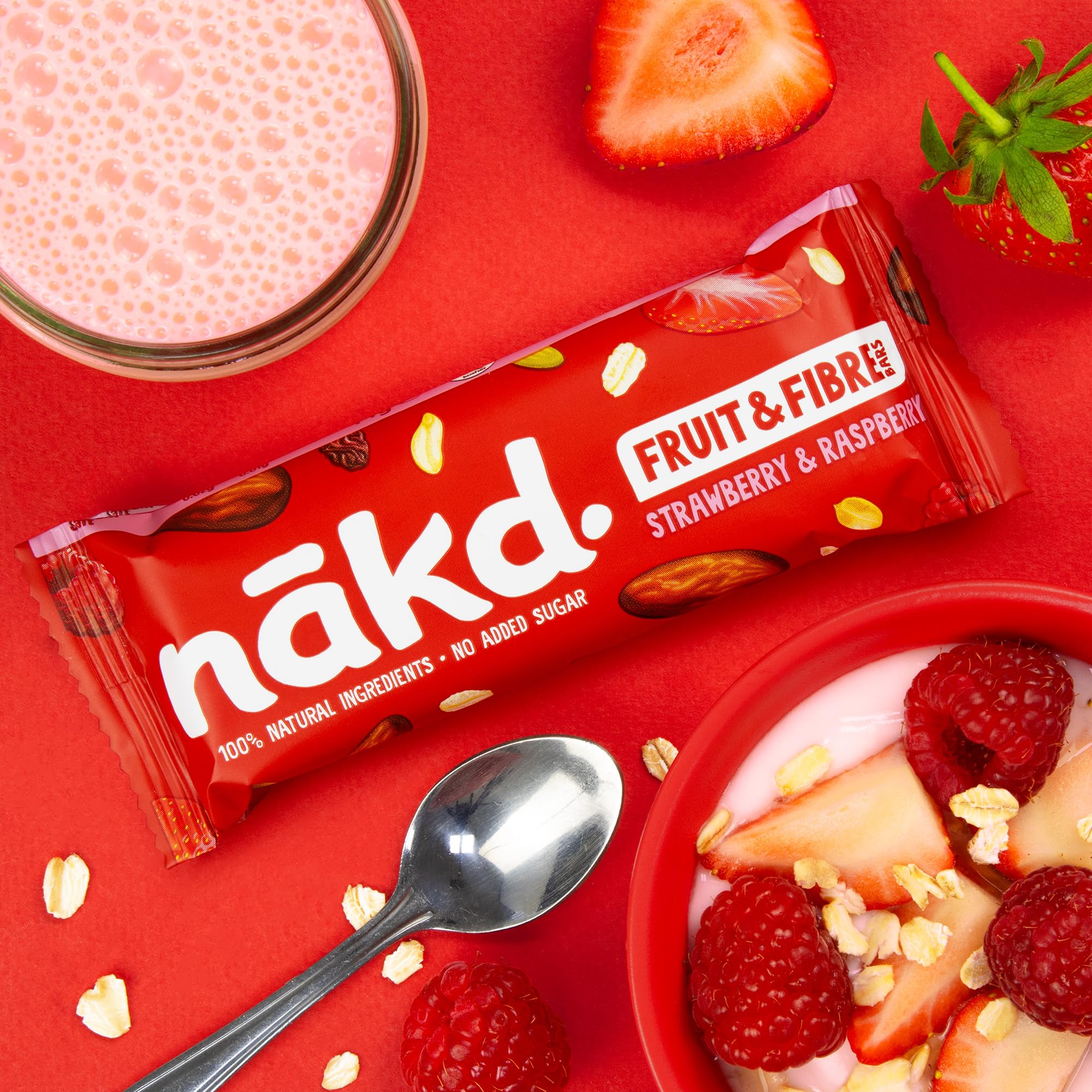 Nakd Strawberry & Raspberry Fruit & Fibre Bar - Vegan, Gluten Free, High in Fibre, 1 of Your 5 A Day 4
