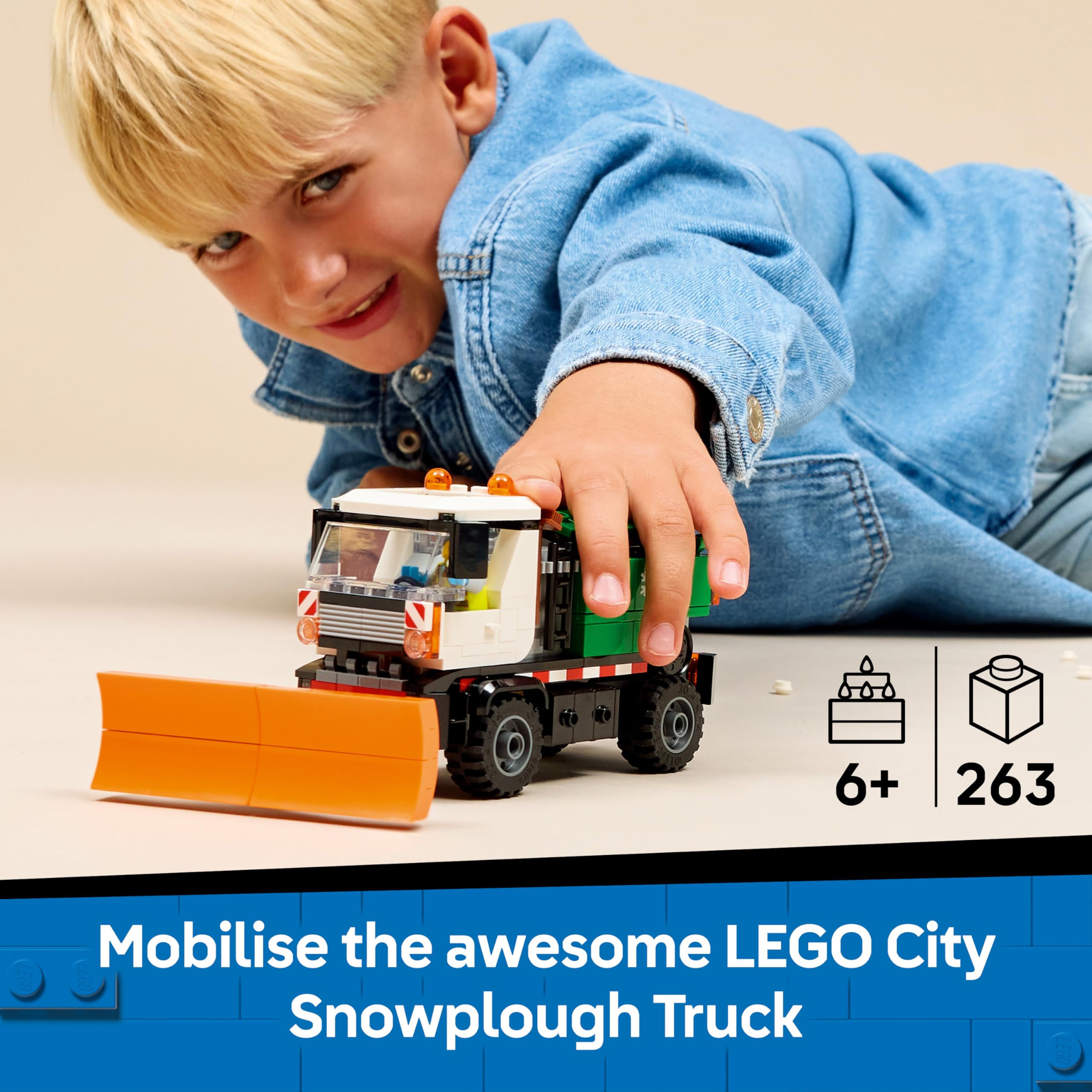LEGO City Snowplough Truck Toy 60490 - Minifigure, Tools & Gritter | Ages 6+