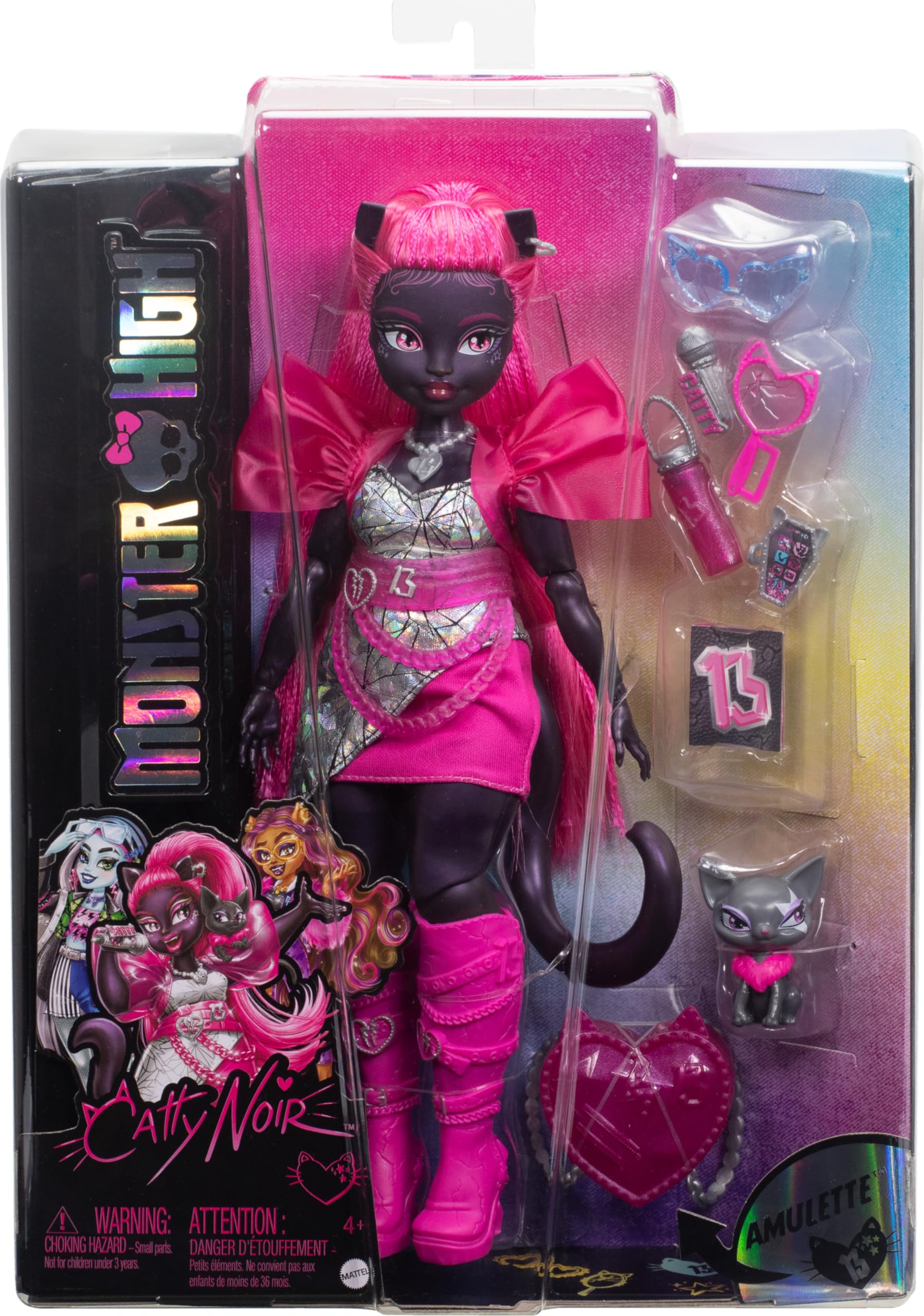 Monster High Catty Noir Doll with Pet Cat Amulette and Accessories HXH76 6