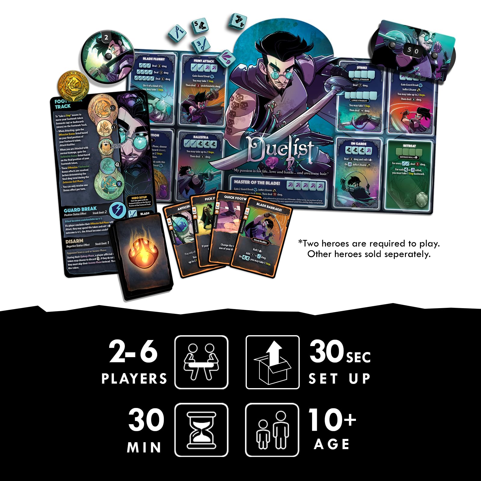 Dice Throne Duelist Hero Pack - Footwork Mechanic, Cross-Season Compatibility | 2-4 Players, Ages 8+ 2