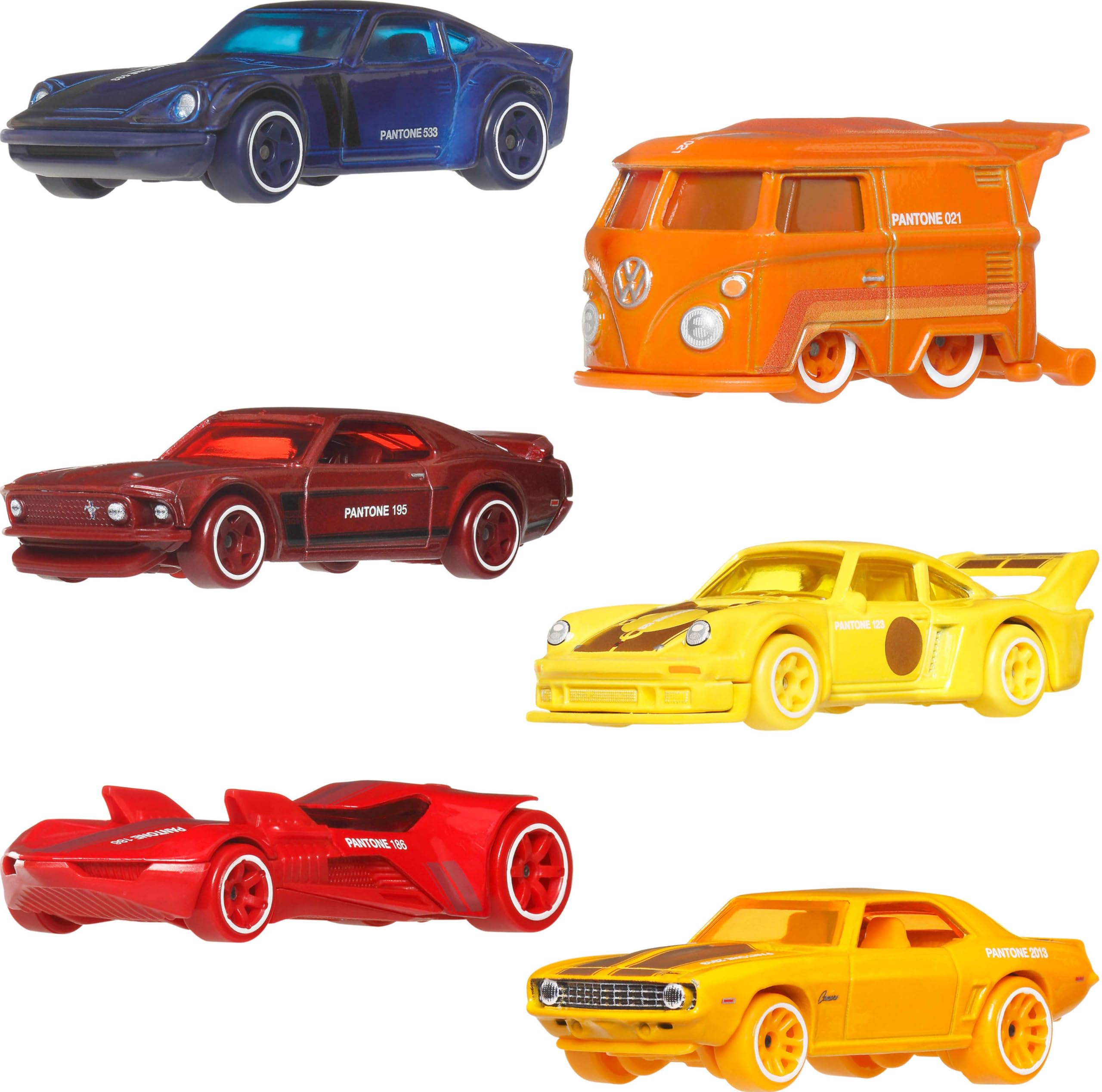Hot Wheels Pantone Multipack of 6 Die-Cast Toy Cars & Vans | 1:64 Scale | Model JNK94