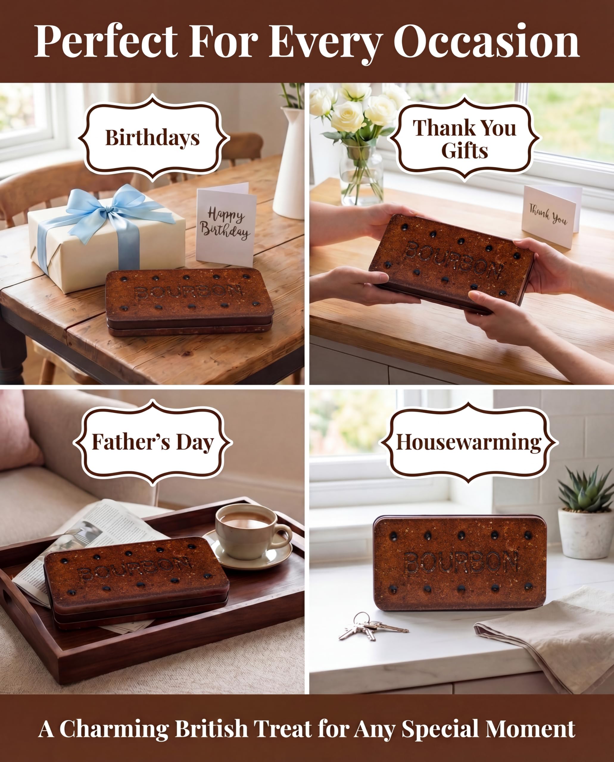 The Silver Crane co. Giant Bourbon Biscuits Gift Set - 400g Chocolate Sandwich Biscuits in Collectible Tin 3