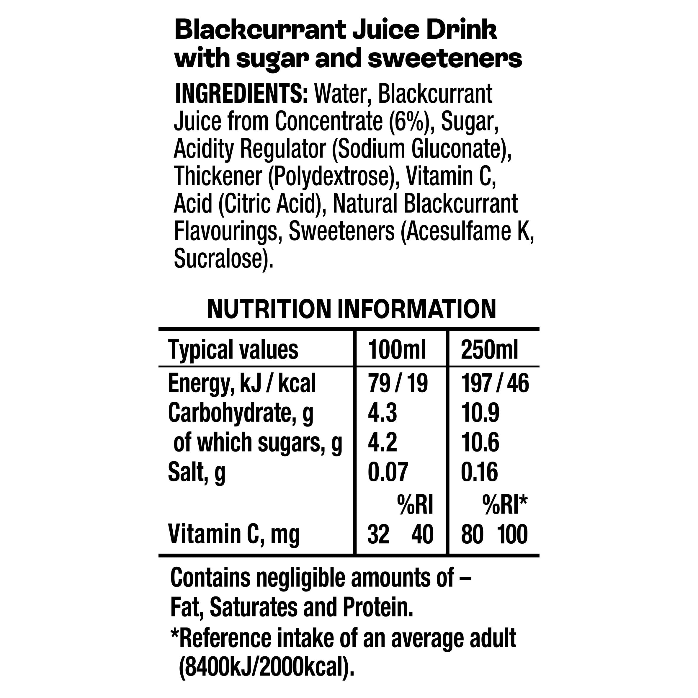 Ribena - Blackcurrant Juice Drink 1L Carton