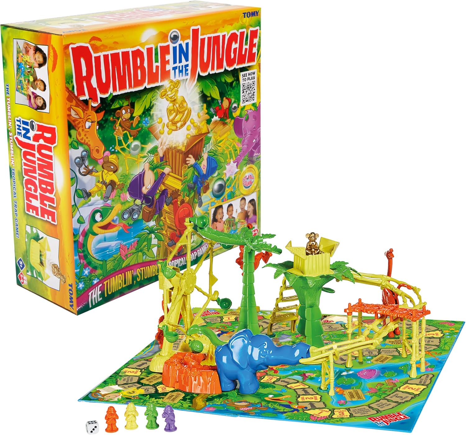 TOMY Games Rumble in the Jungle Board Game, Family Action Game for Kids & Adults