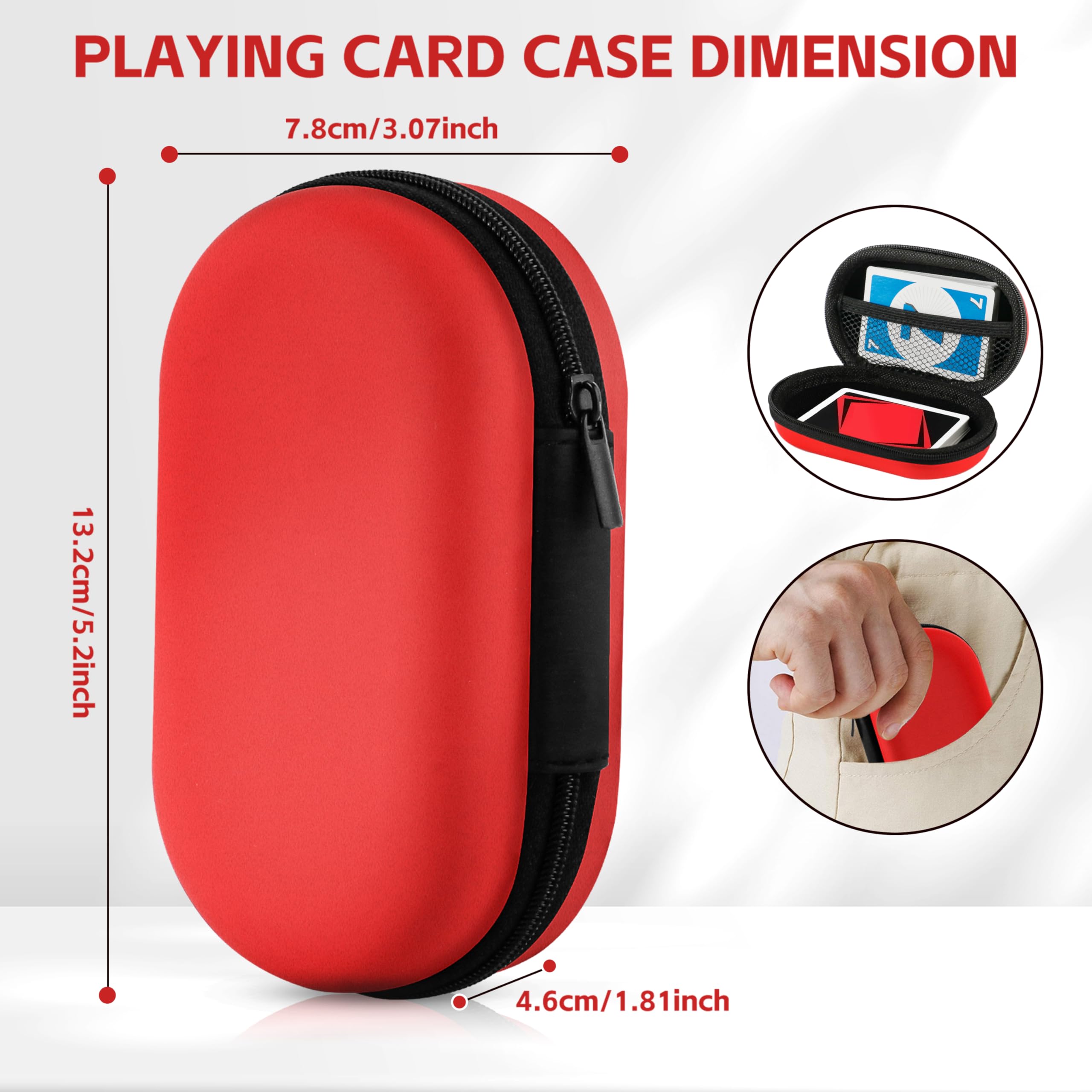 MOXYOY Card Box for Standard Decks - Shockproof EVA, Holds 110 Cards | Red