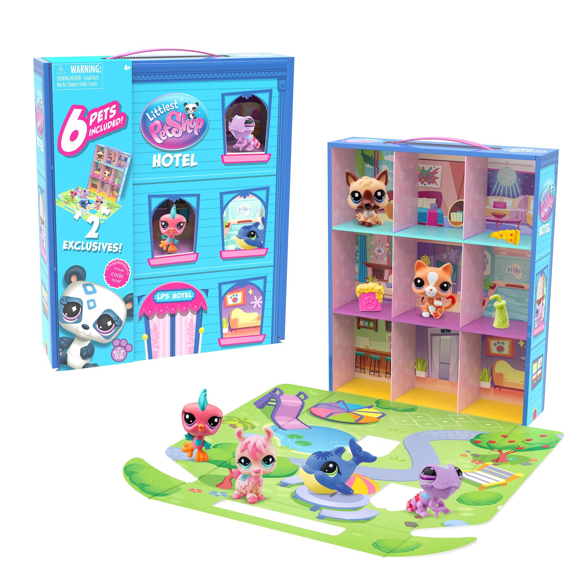 Littlest Pet Shop Bandai Playful Pet Hotel - 6 LPS Minis with Accessories & Virtual Code