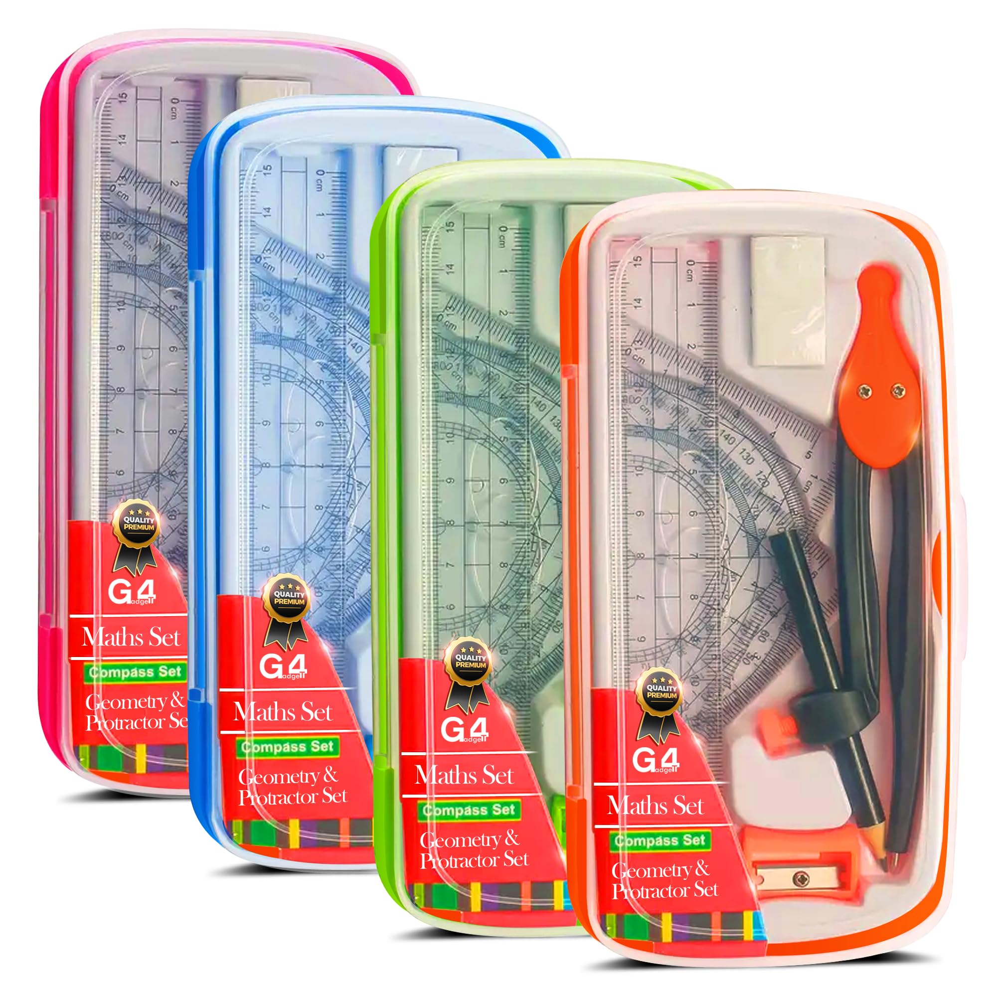 G4GADGET 8-Piece Maths Geometry Set – Compass, Protractor, Ruler, Pencil & Accessories