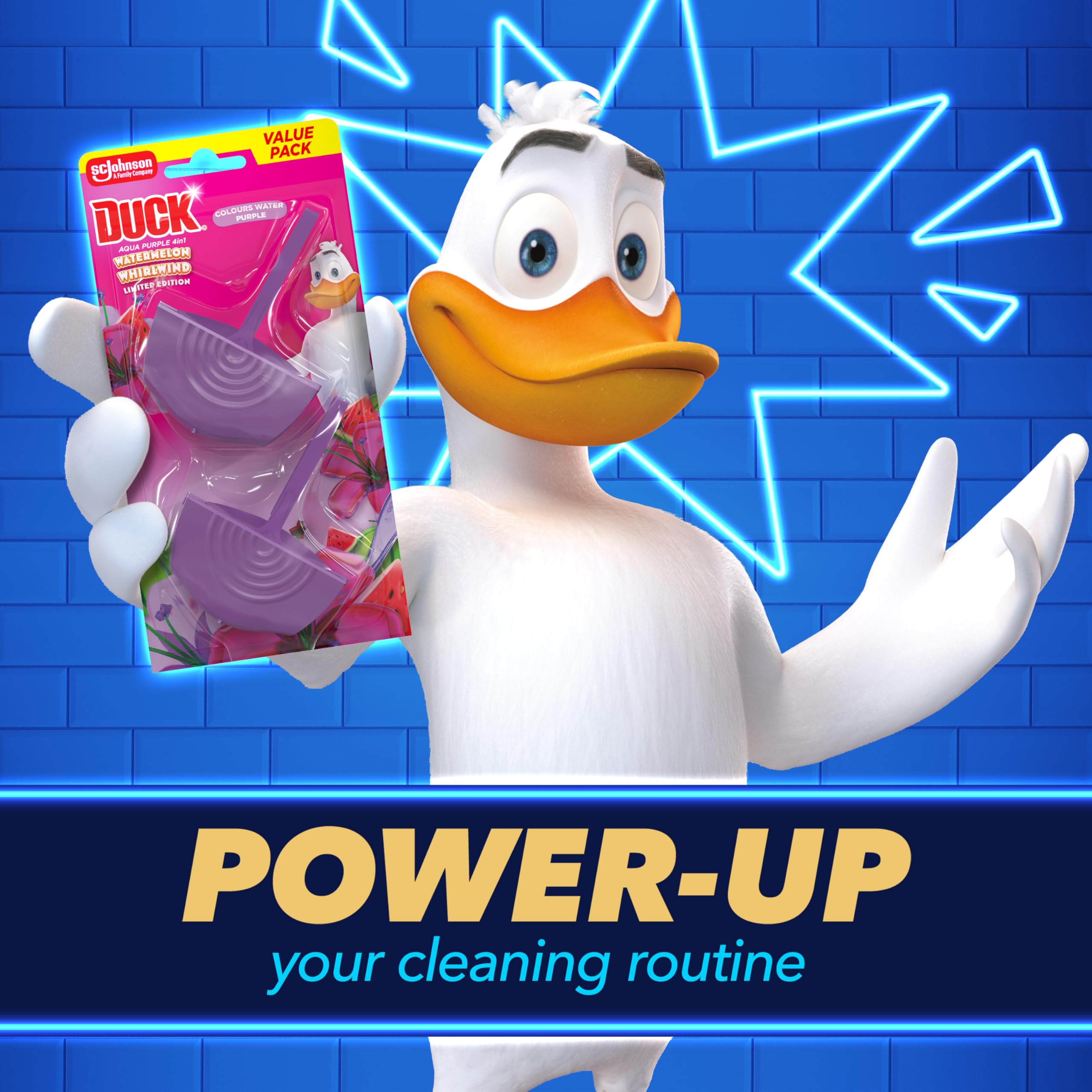 DUCK Watermelon Whirlwind Rim Block Toilet Cleaner - Foaming Action, Purple Color, Anti-Limescale | 2 Count 2