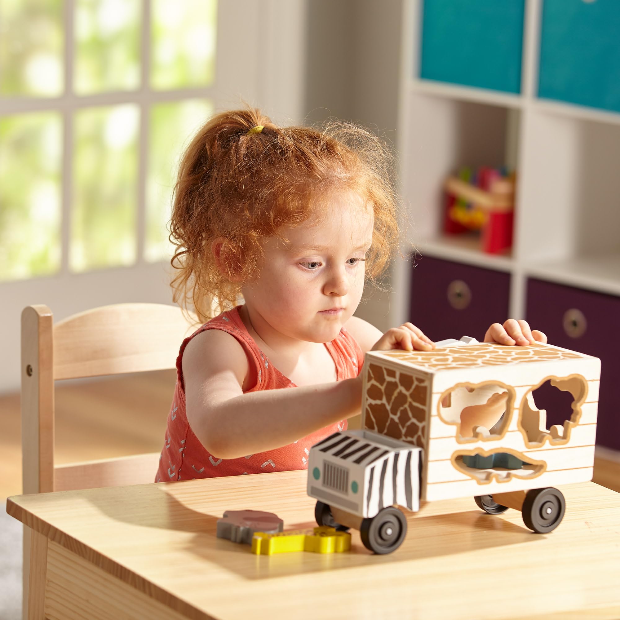 Melissa & Doug Safari Animal Rescue Truck Wooden Shape Sorter Toy | Ages 2+ 5