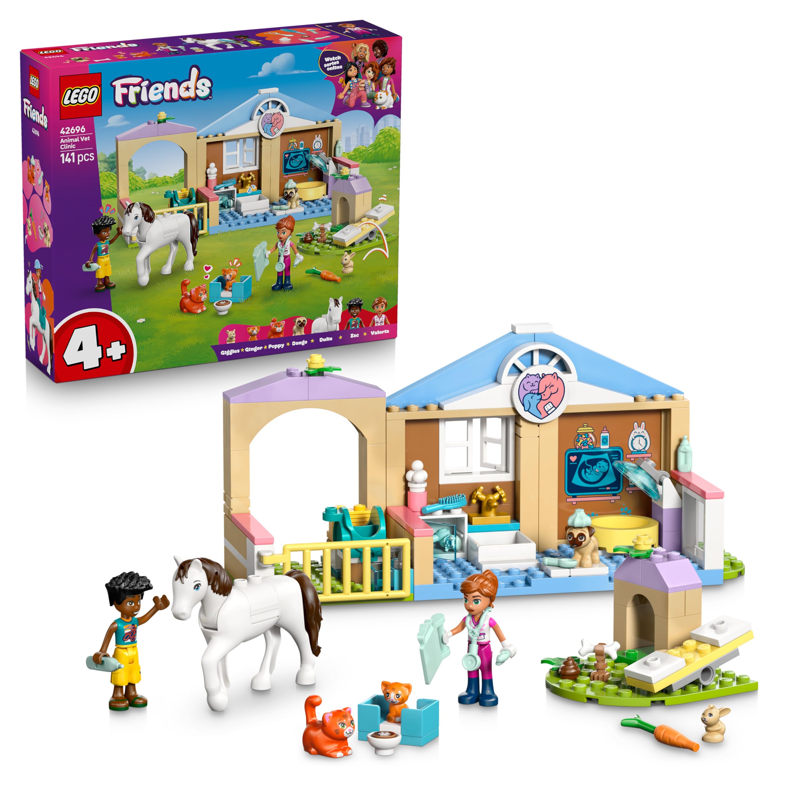 LEGO Friends Animal Vet Clinic Building Set - Educational Toy for Ages 4+ with Horse Stable 1