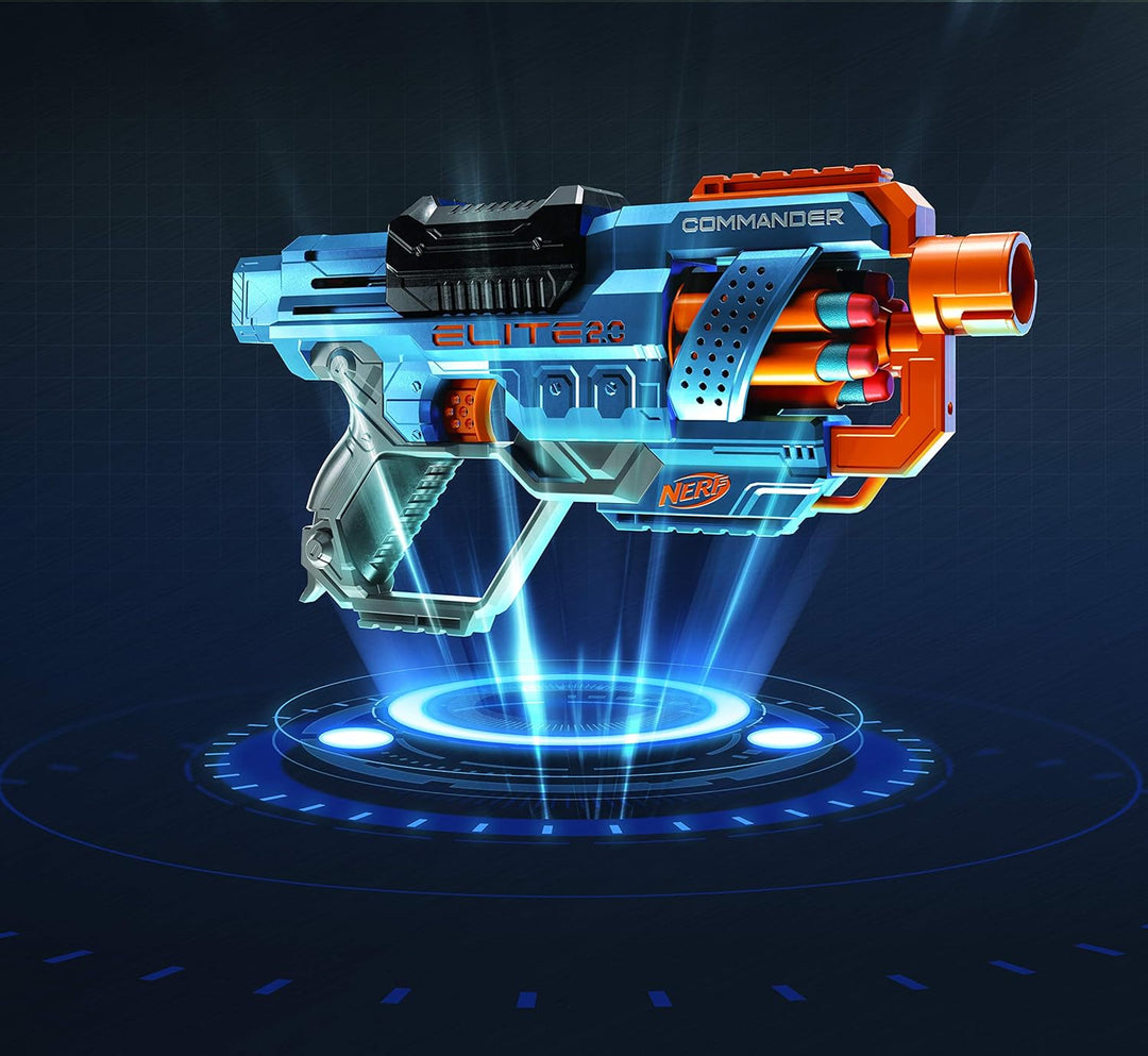 Nerf Elite 2.0 Commander RD-6 Blaster - 6-Dart Drum, Slam Fire, Tactical Rails - Ages 8+