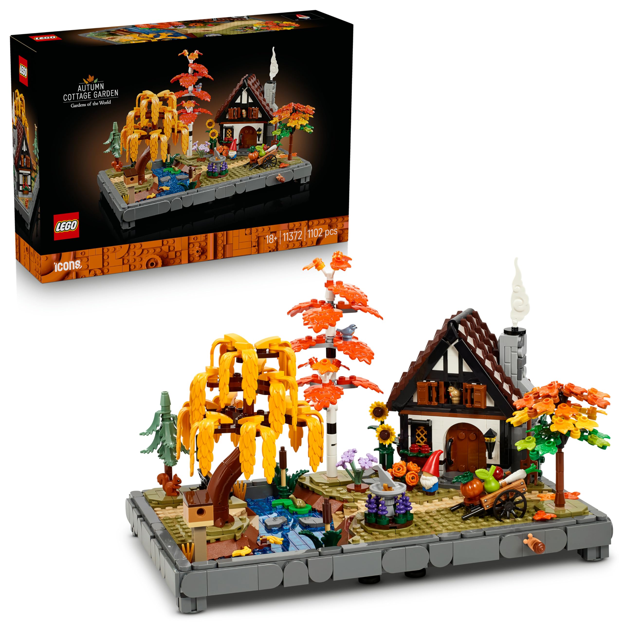 LEGO Icons Autumn Cottage Garden - Miniature Building Set for Adults | Model 11372