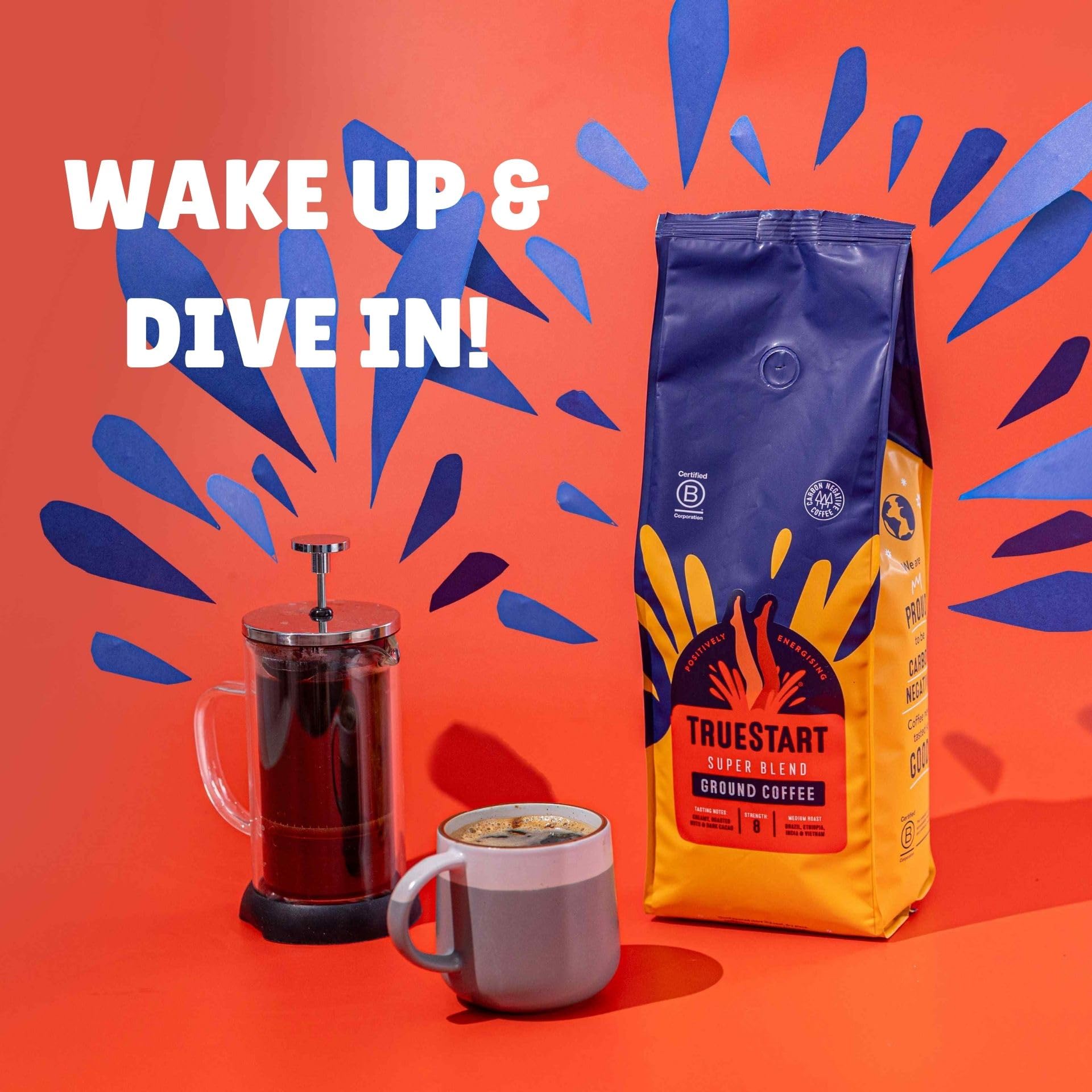 TRUESTART Super Blend Strong Ground Coffee - 1kg, Medium Roast, Mycotoxin-Free | Espresso Ready 4