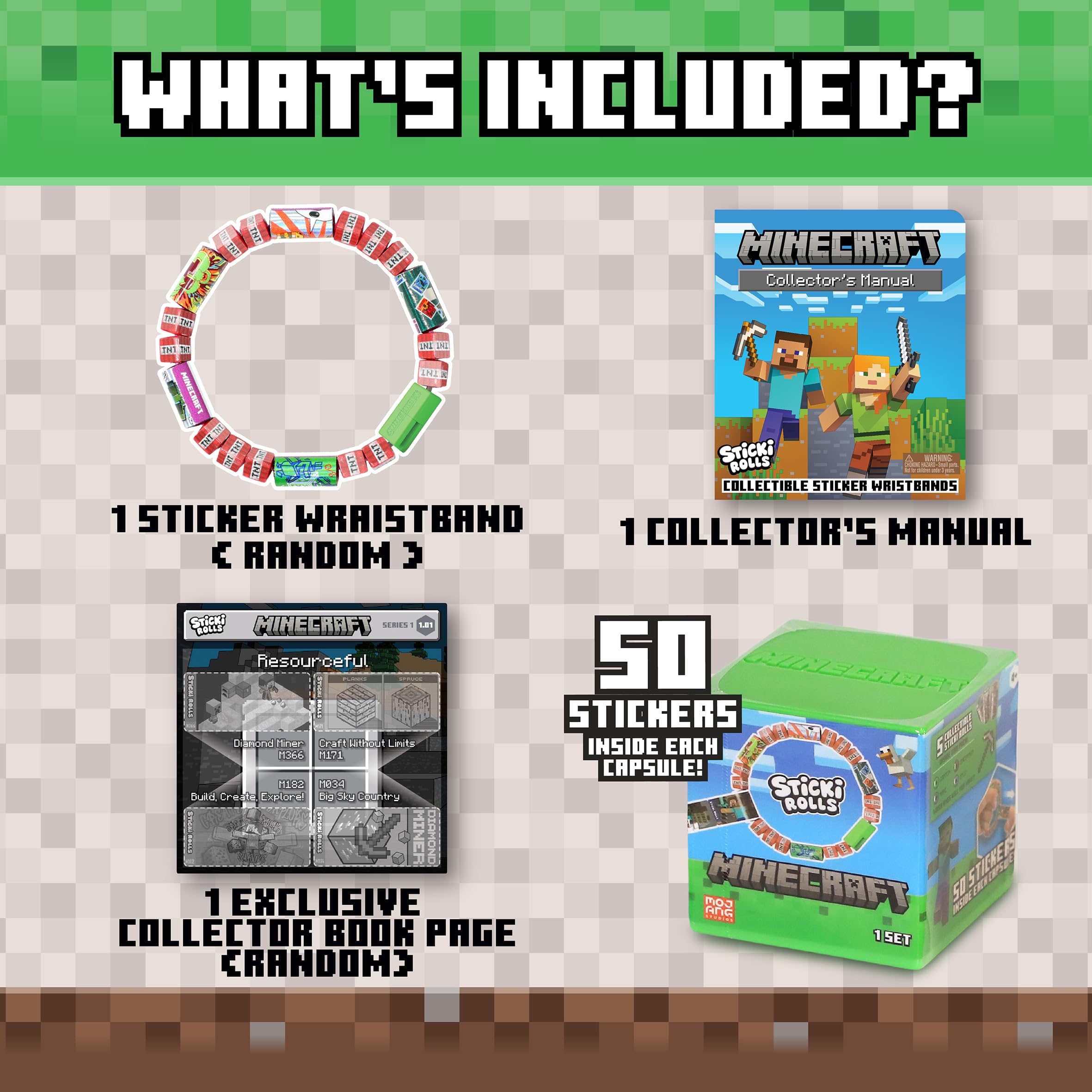 STICKI ROLLS Minecraft Mystery Capsule - Collectible Holographic Foil Stickers | Ages 4+ 4