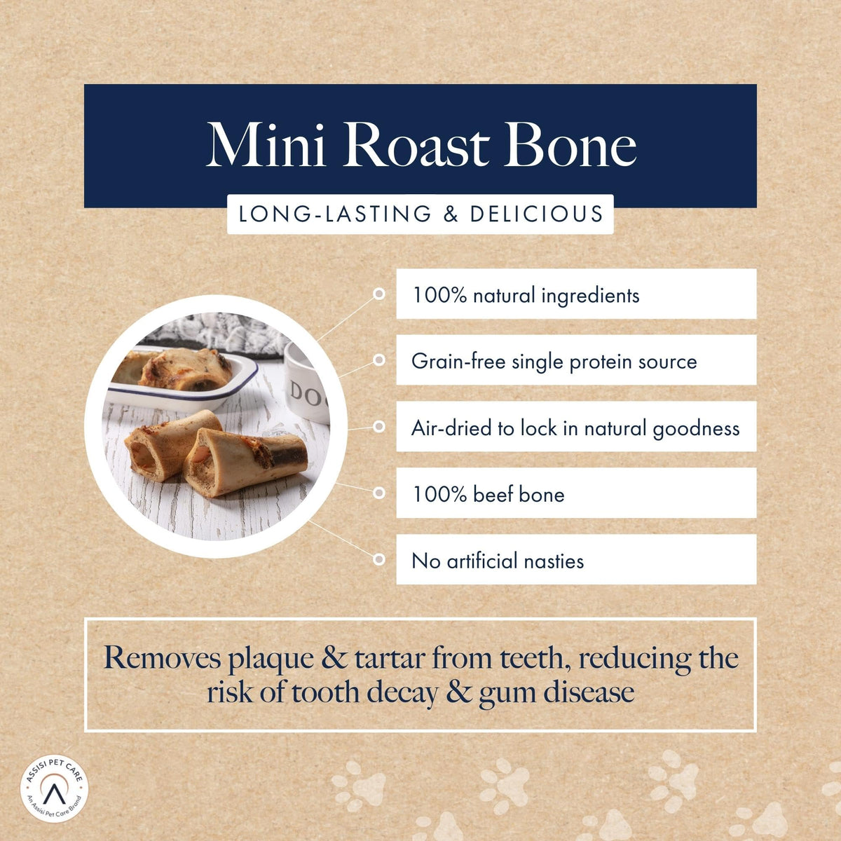 Hollings Mini Roast Bone for Adult Dogs - 20 Count, 100% Beef Bone