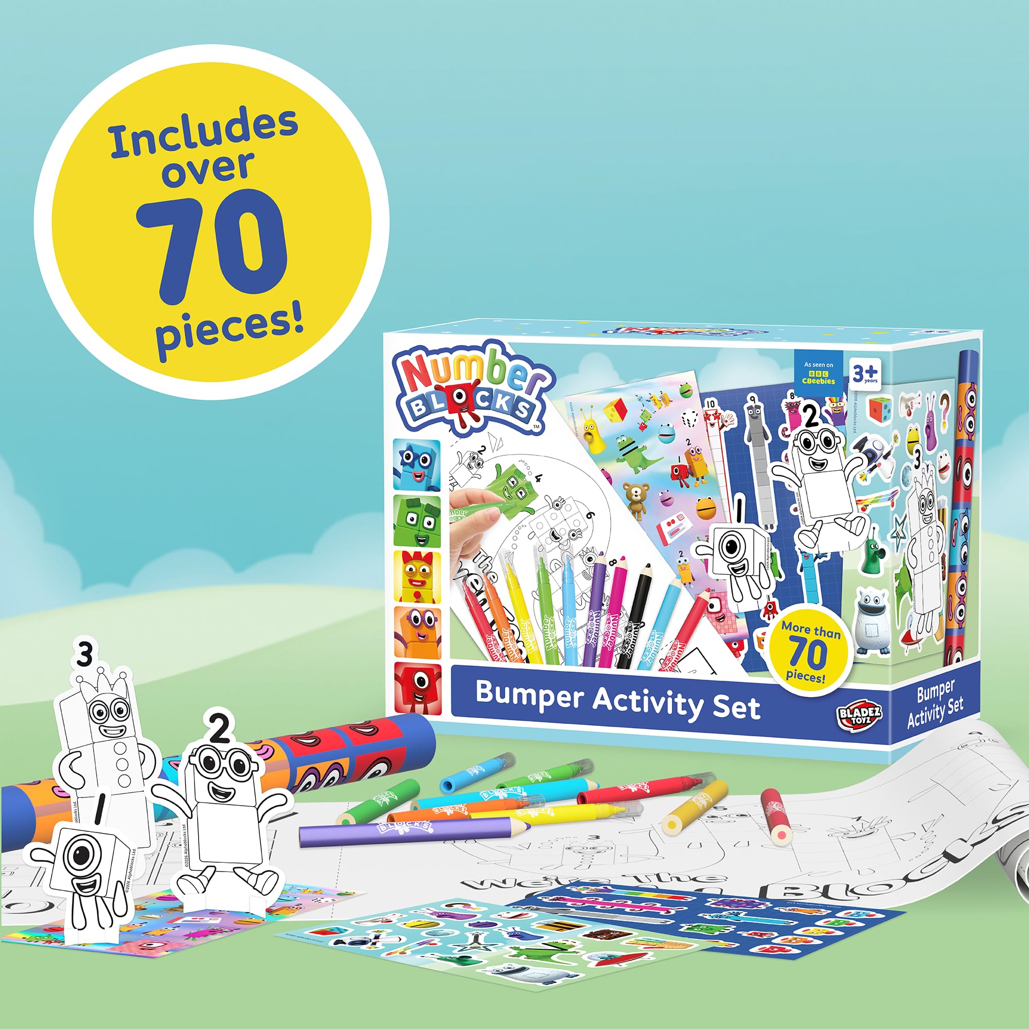 BLADEZ Numberblocks Bumper Activity Set - 70+ Pieces, Ages 3+ | Drawing & Craft Kit 3