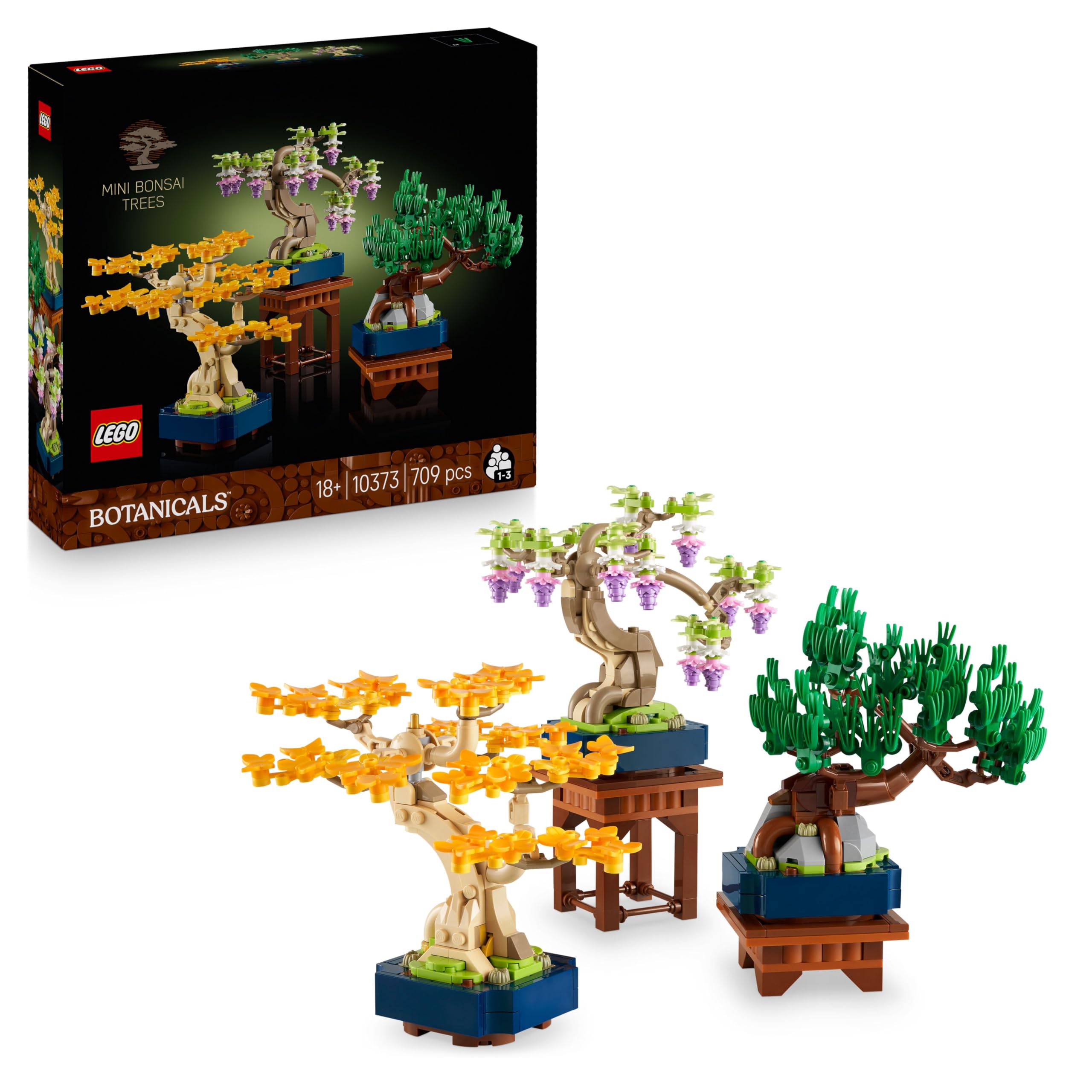 LEGO Botanicals Mini Bonsai Trees - Ginkgo, Black Pine & Wisteria - 709 Piece Building Set for Adults 1