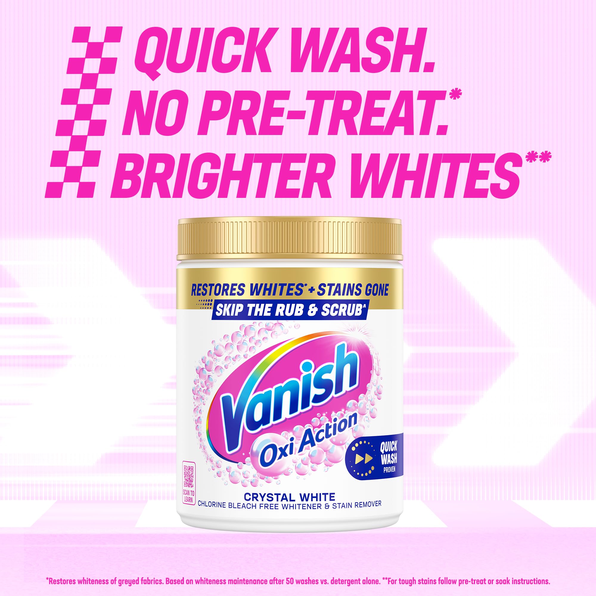 Vanish Crystal White Stain Remover Powder - Restores Whites & Removes Tough Stains | 1.41kg 2