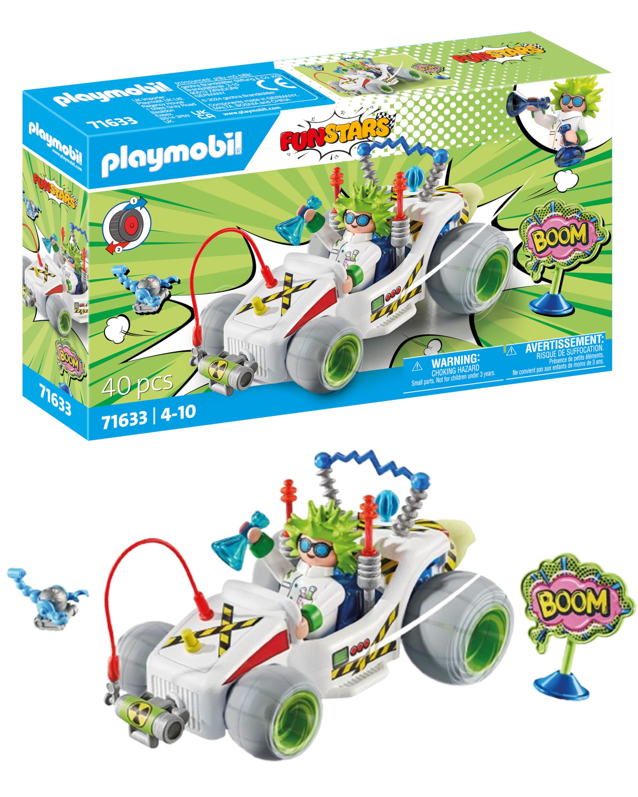 Playmobil 71633 Funstars: Racing Professor Playset with Retractable Motor Kart - Ages 4+ 1