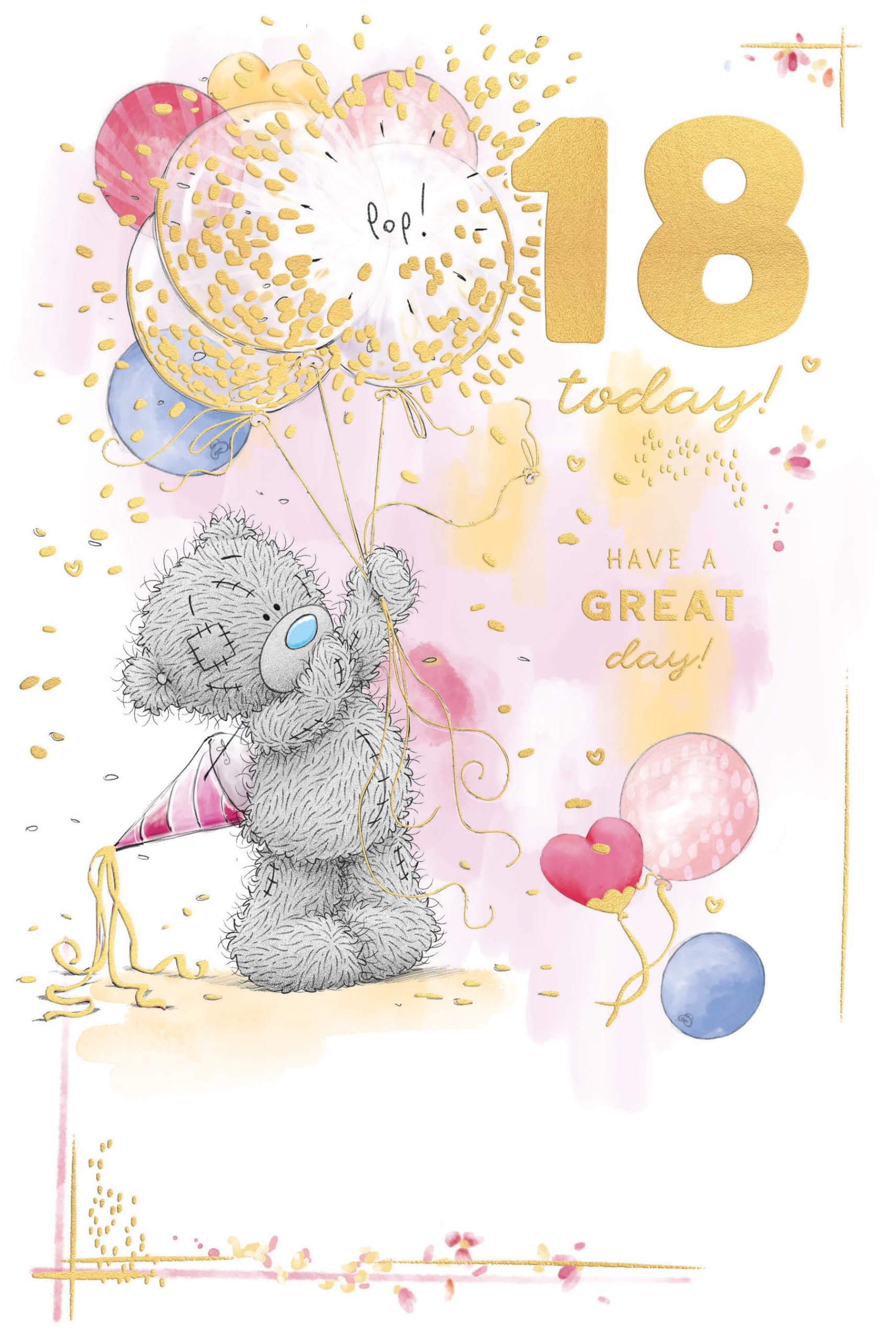 Me To You Tatty Teddy 18 Today Luxury Gold Embellished Birthday Card | 6 x 9 Inches 1