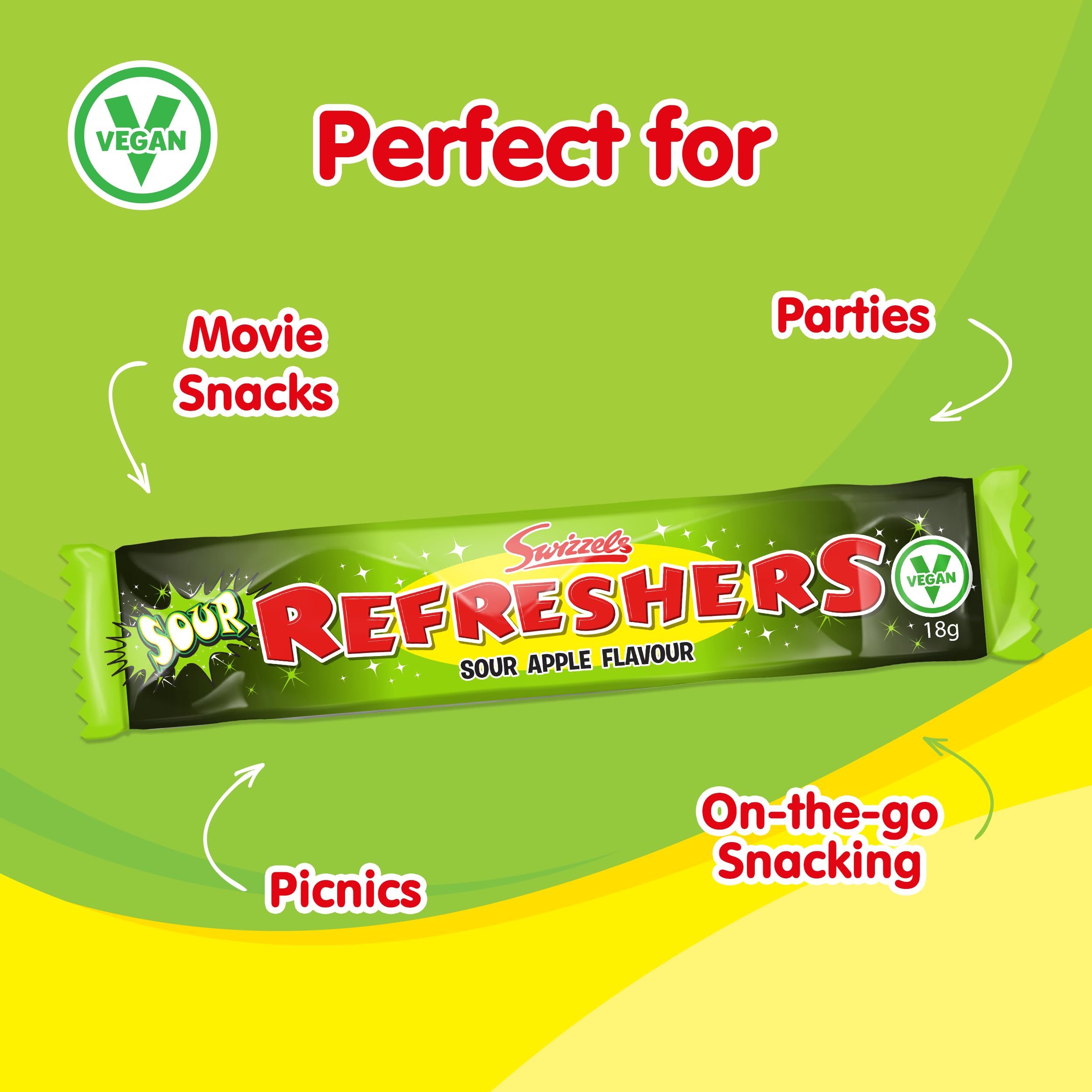 Swizzels Refreshers Sour Apple Chew Bars - Fizzy Sherbet Centre | 60 Count Pack 3