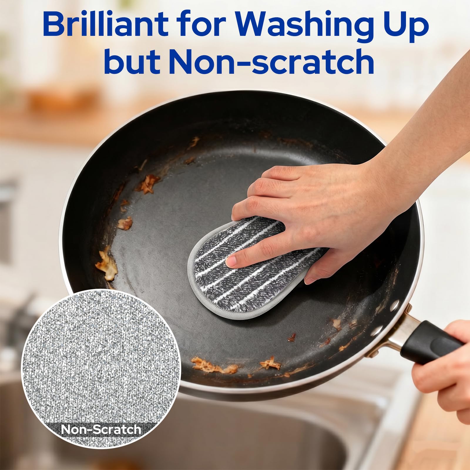 Euqvunn 8 Pack Dual-Sided Kitchen Cleaning Sponges | Non-Scratch | Grey 4