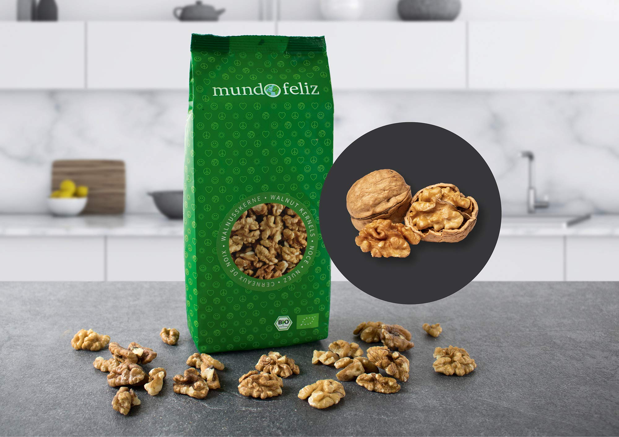 Mundo Feliz Organic Walnut Halves - Raw, Unsalted | 3 x 300 g Pack 2