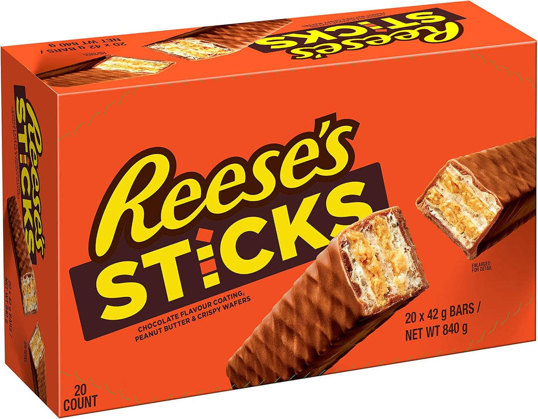 Reese's - Peanut Butter Sticks Pack of 20 (42g Each) - Chocolate Covered Wafer Snacks