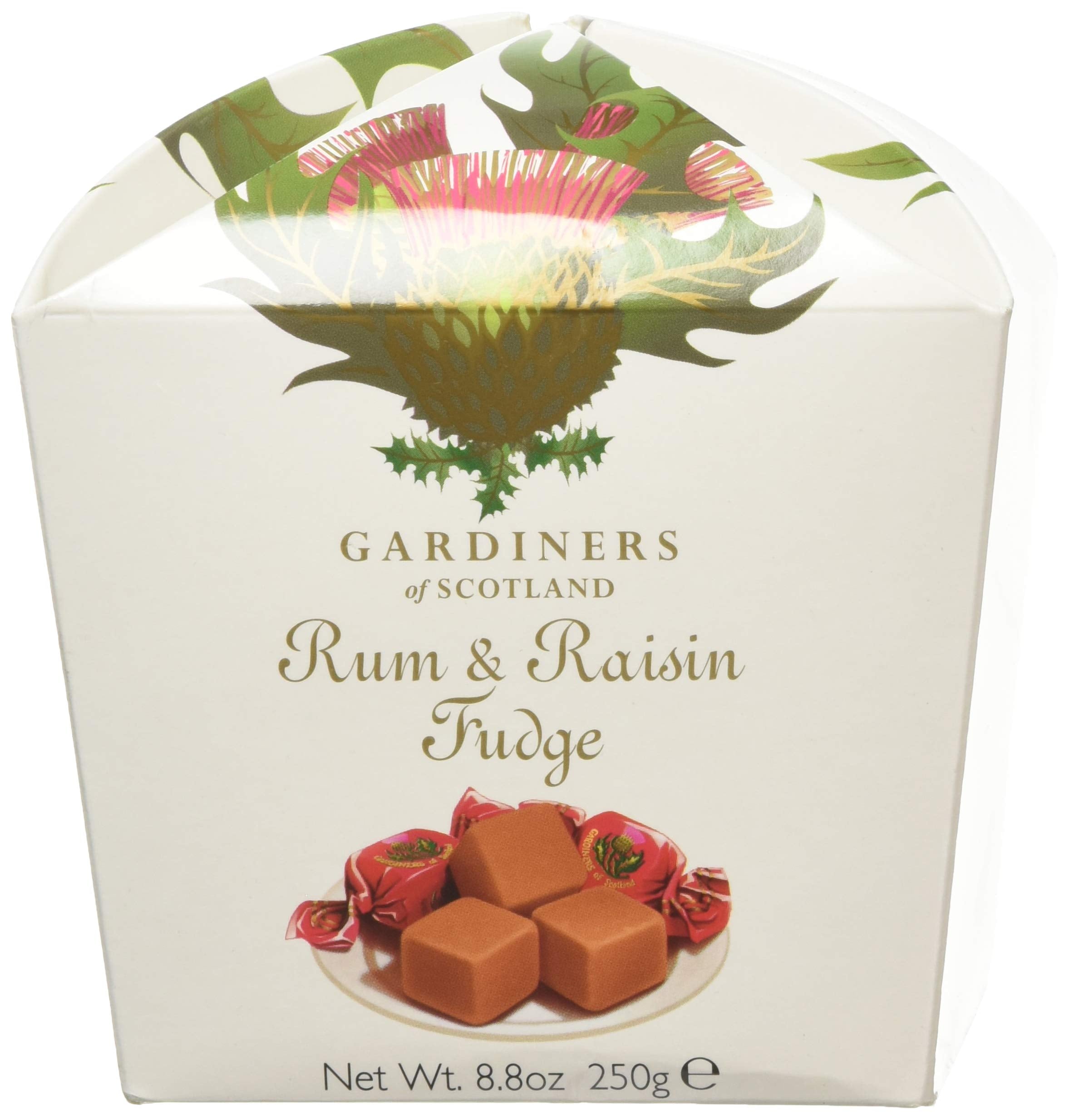Gardiners of Scotland Rum & Raisin Fudge - Thistle Design Carton 250g