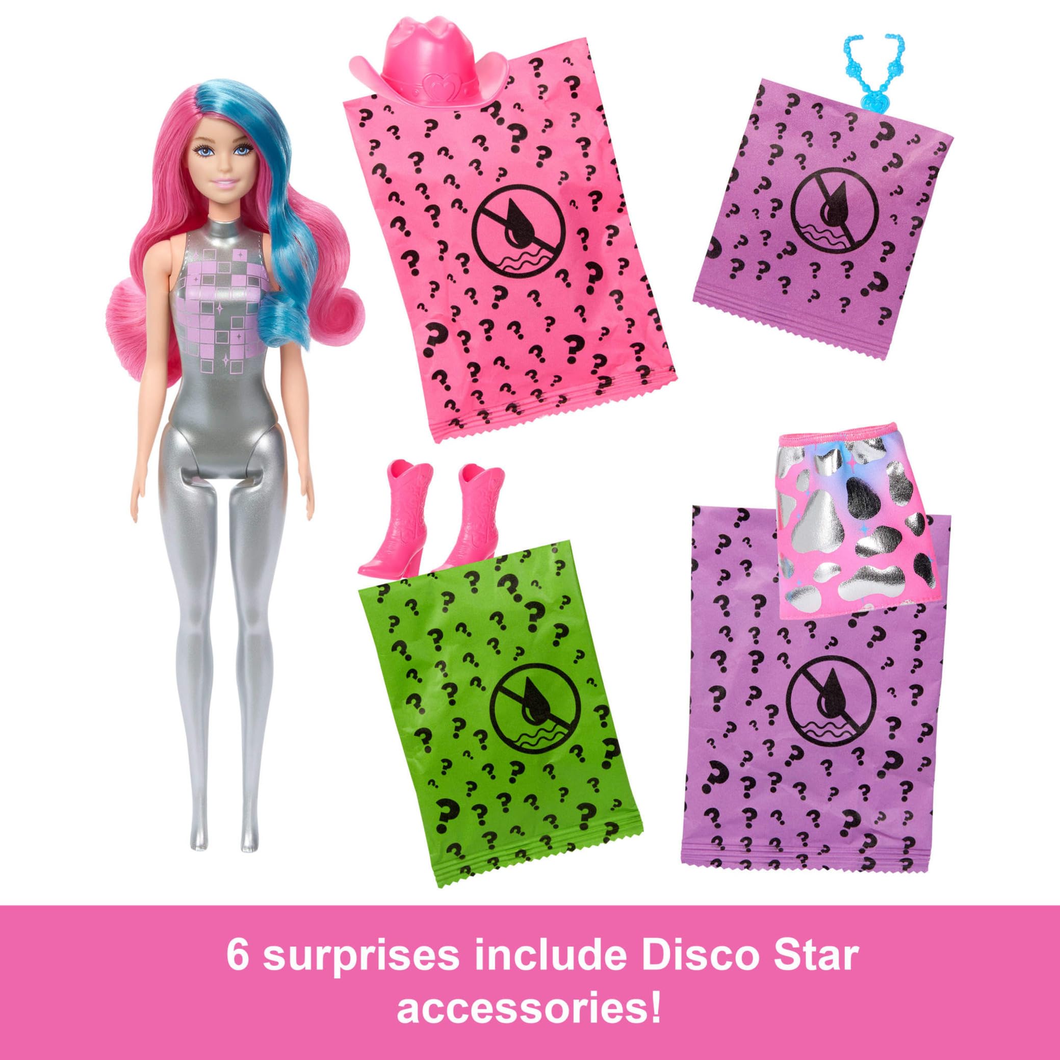 Barbie Color Reveal Doll - Disco Star Series Surprise Reveal with Color-Change Fun, Ages 3+ 5
