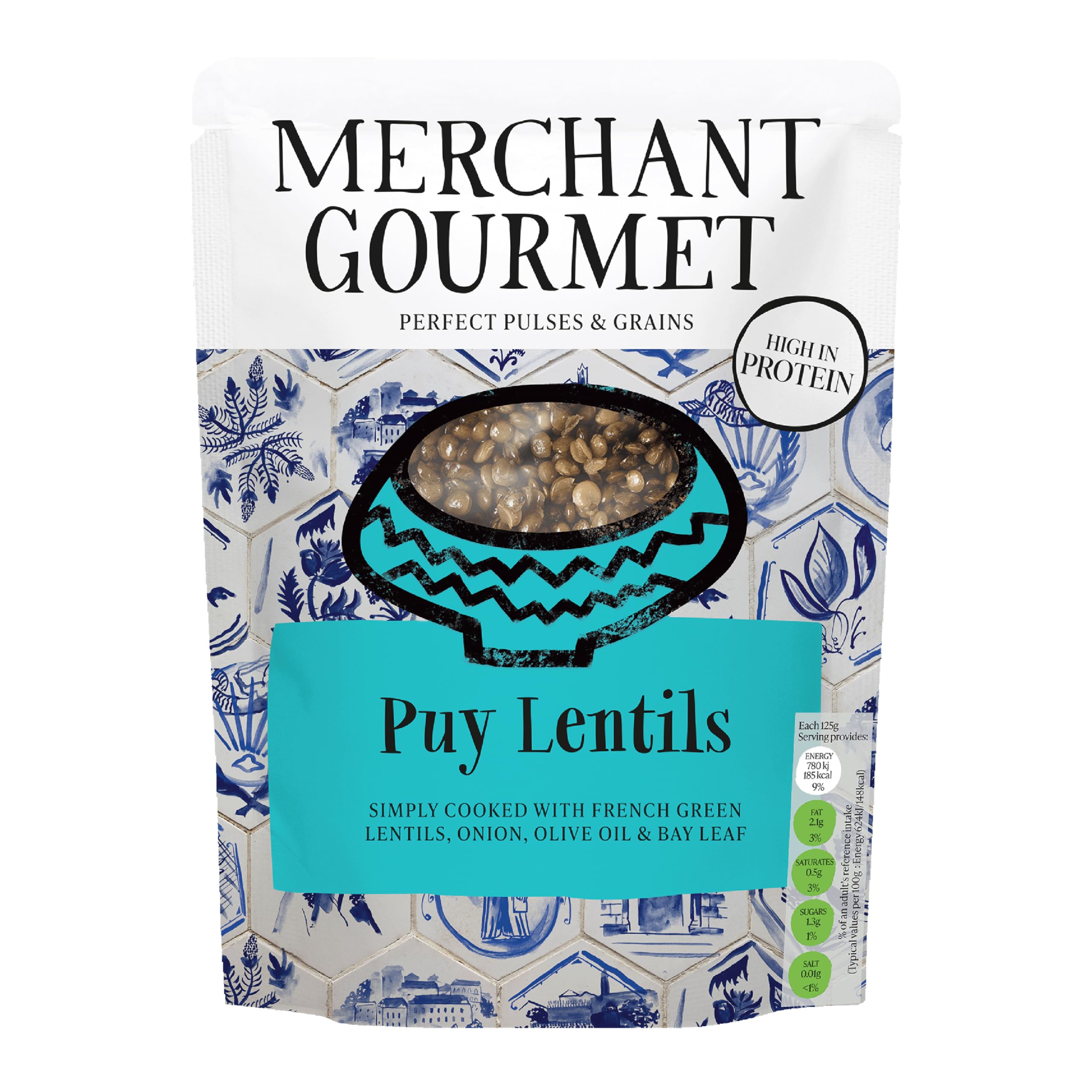 Merchant Gourmet Simply Cooked Puy Lentils - High Protein, Low Fat | 250g Pack of 6