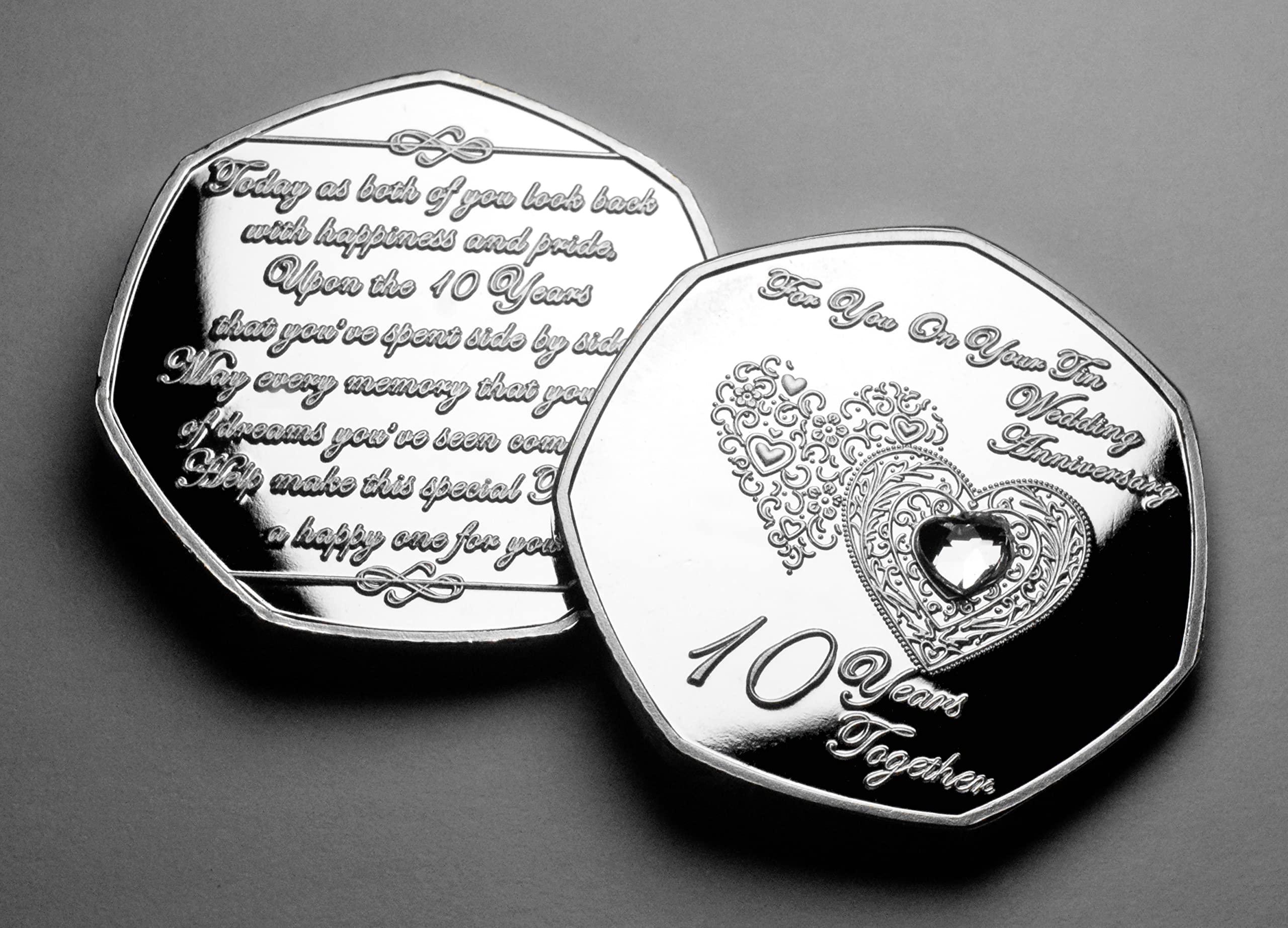 The Commemorative Coin Company 10th Tin Wedding Anniversary Silver Commemorative Coin | 999 Silver Plated | Proof Quality 6