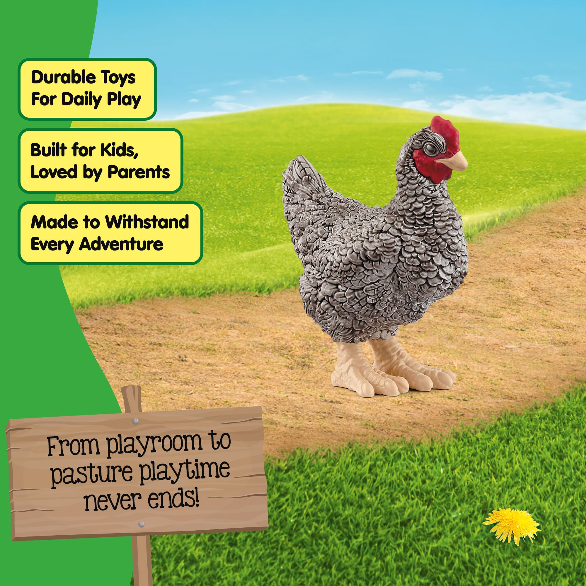 Schleich FARM WORLD Plymouth Rock Chicken Toy Figure | 2.36 inches | Ages 3+ | Multicoloured 5