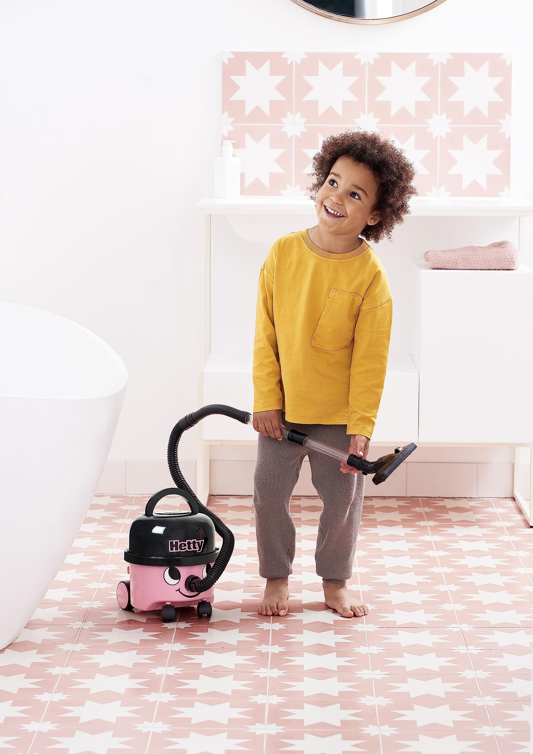 Casdon Hetty Vacuum Cleaner Toy - Pink Real Suction Function | Ages 3+ | Includes Nozzle Accessories