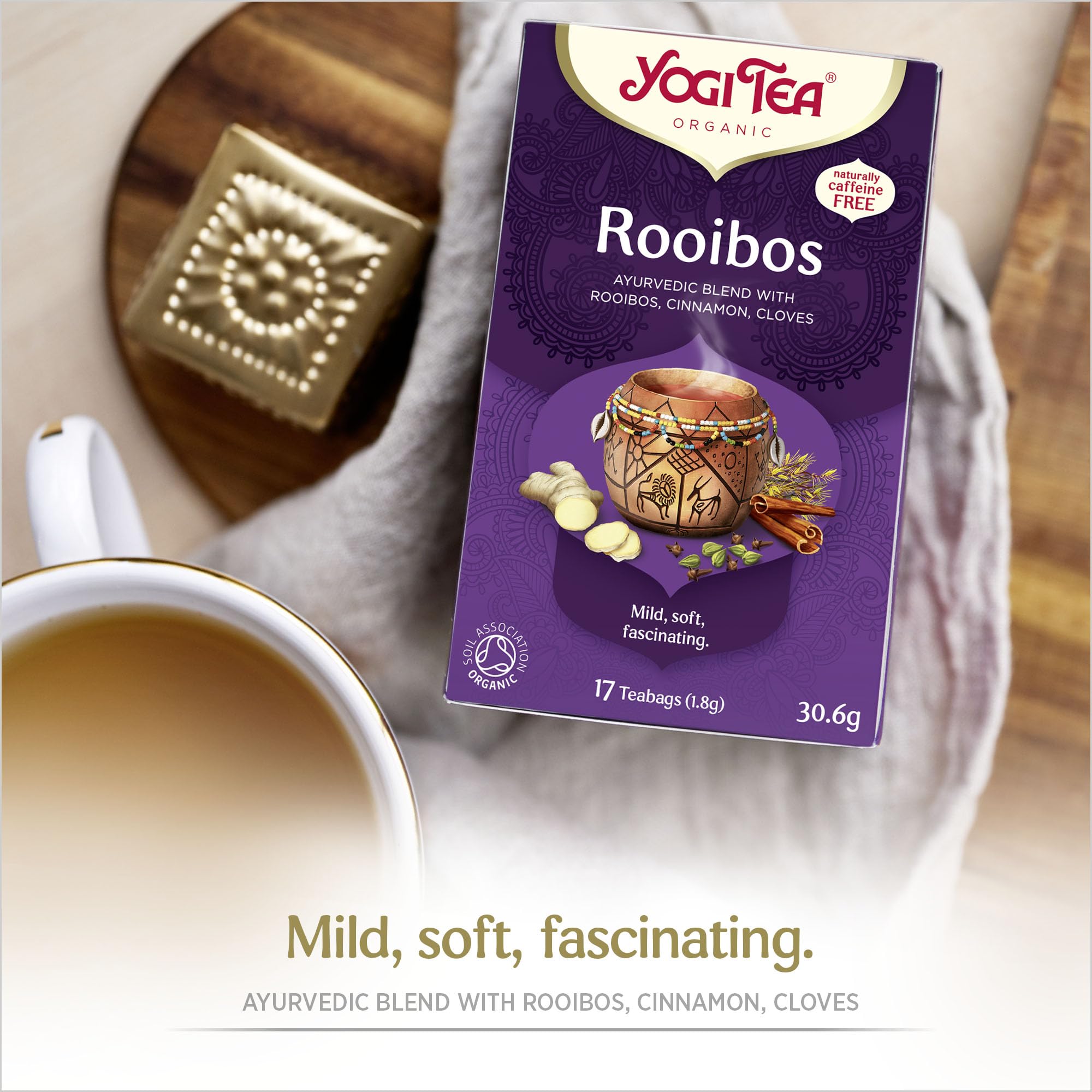 YOGI TEA - Rooibos Organic Spice and Herbal Tea, Caffeine Free, Blend of Rooibos, Cinnamon and Cloves 6