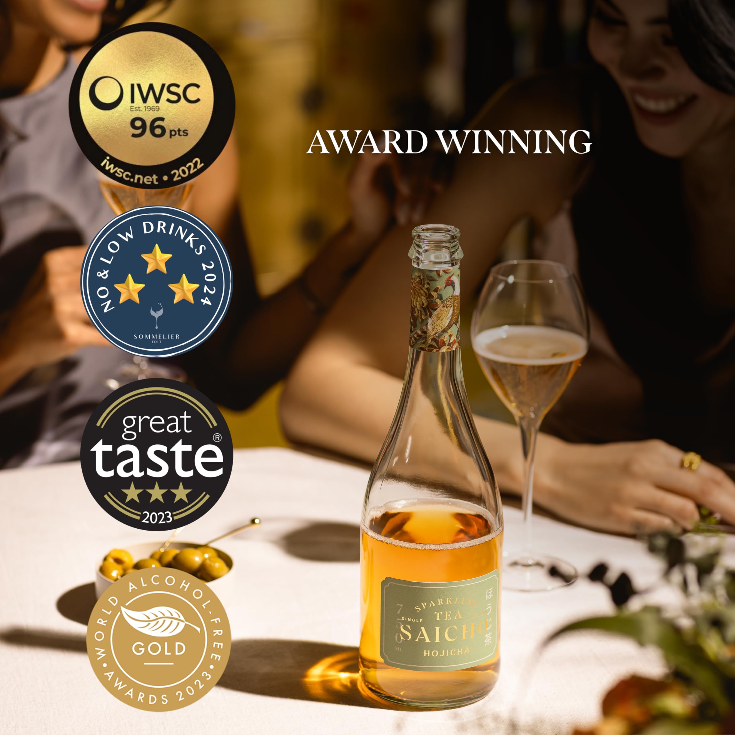 SAICHO Luxurious Non-Alcoholic Hojicha Sparkling Tea - Low Calorie, Cold Brewed | 1 Count 3