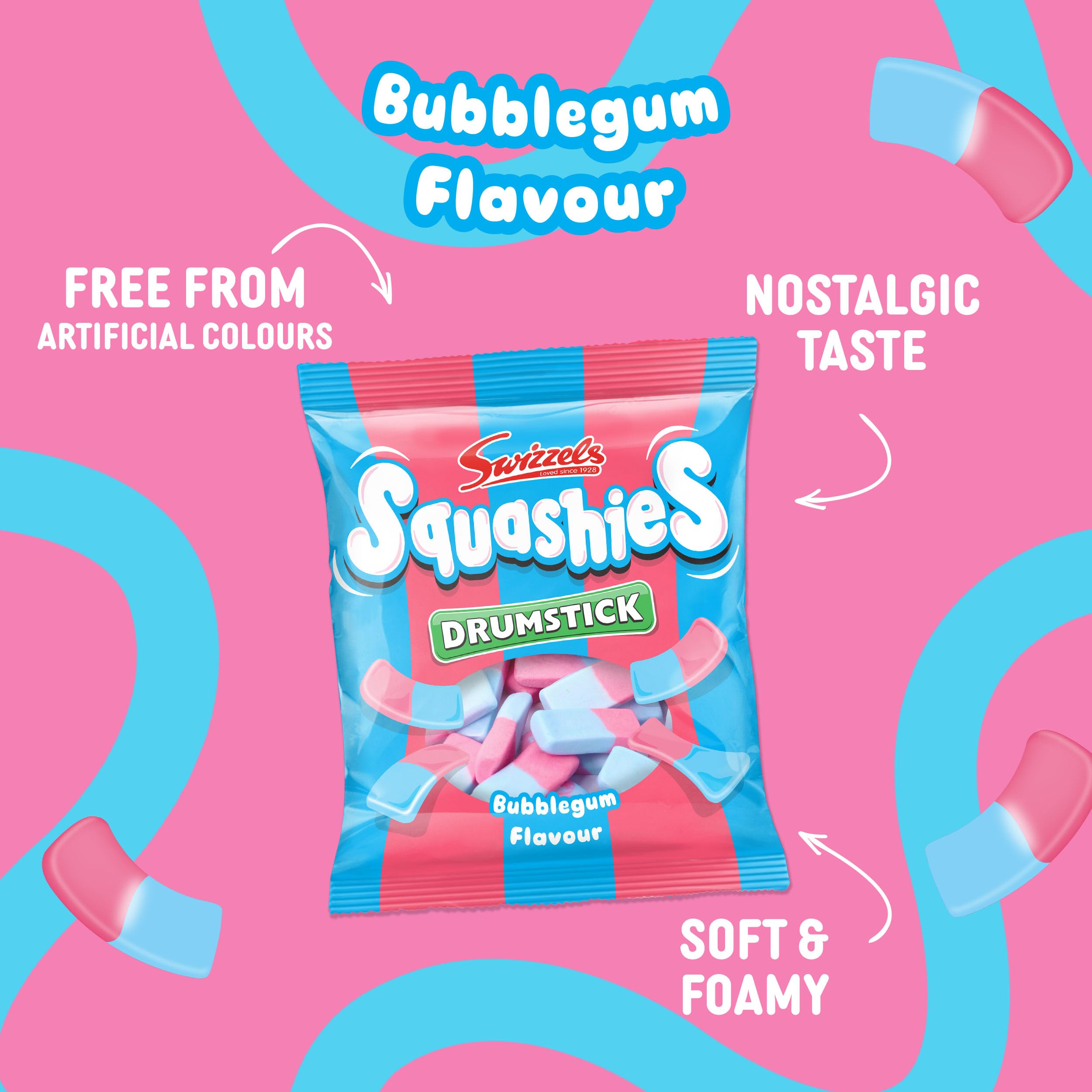 Swizzels Squashies Bubblegum Flavour Chewy Sweets - 140g Single Pack 3