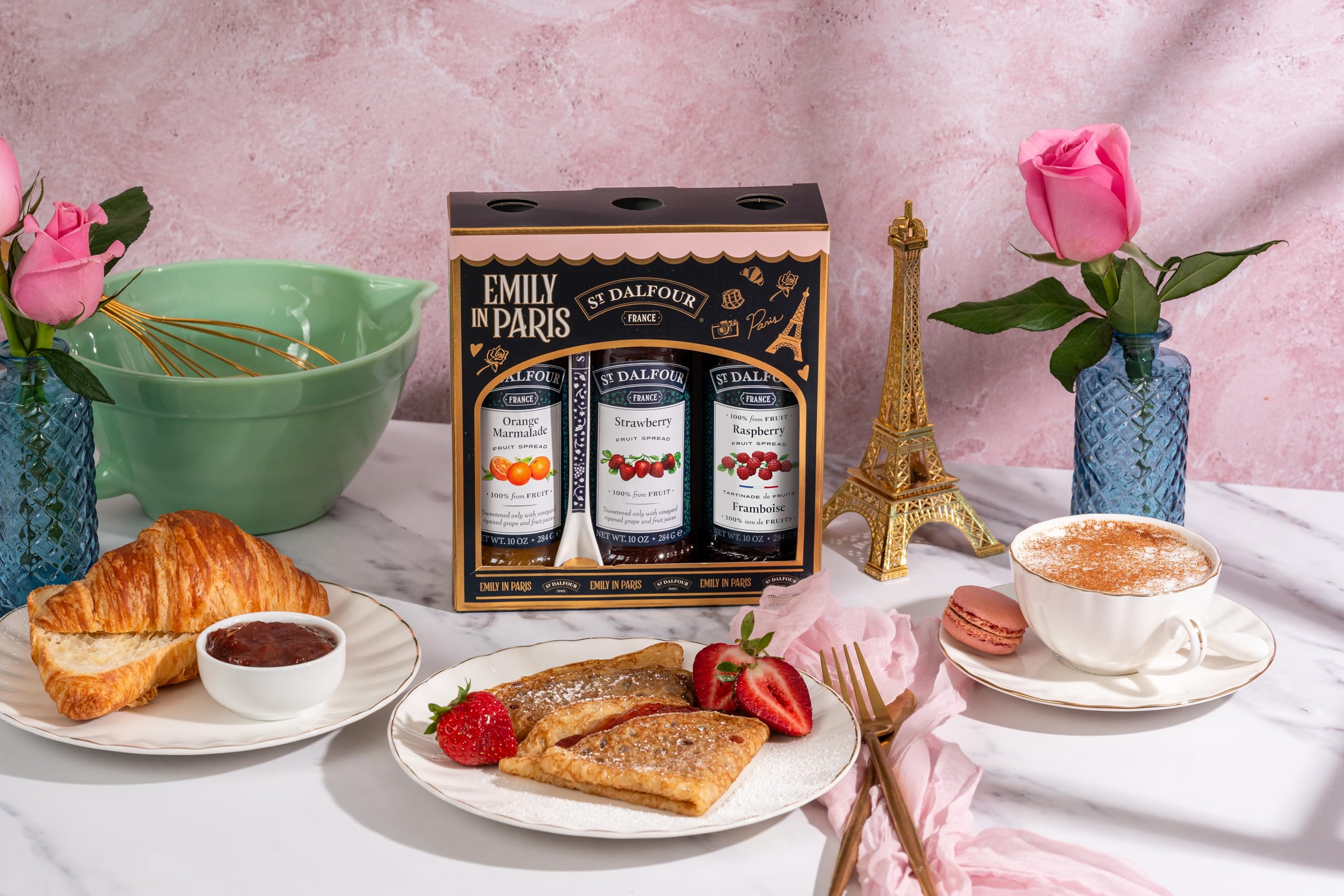 St Dalfour Emily in Paris Gift Set – 3 Gourmet Fruit Preserves with Ceramic Serving Spoon 3