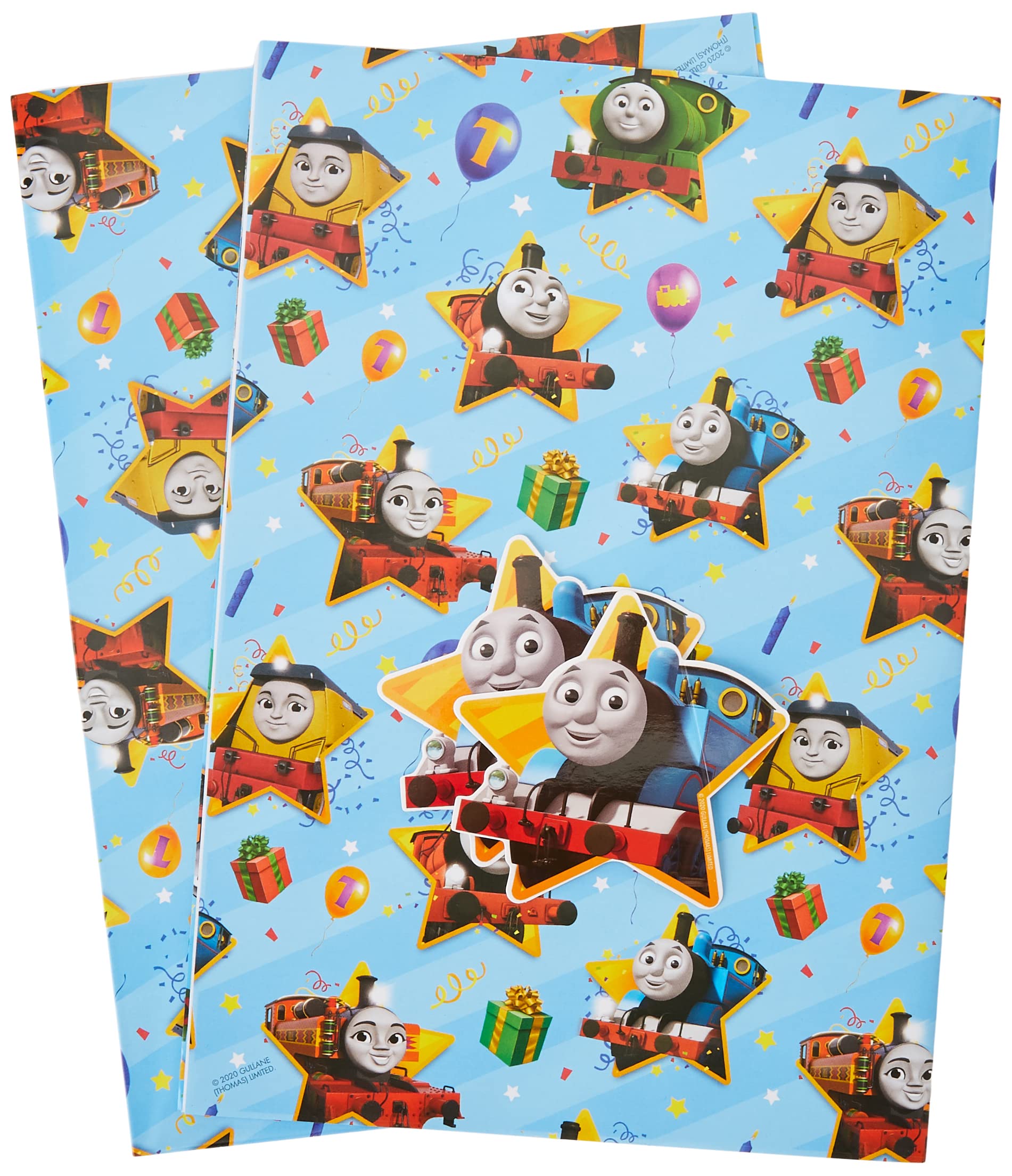 Danilo Promotions LTD Thomas & Friends Gift Wrapping Paper - 2 Sheets & 2 Tags | Birthday Theme