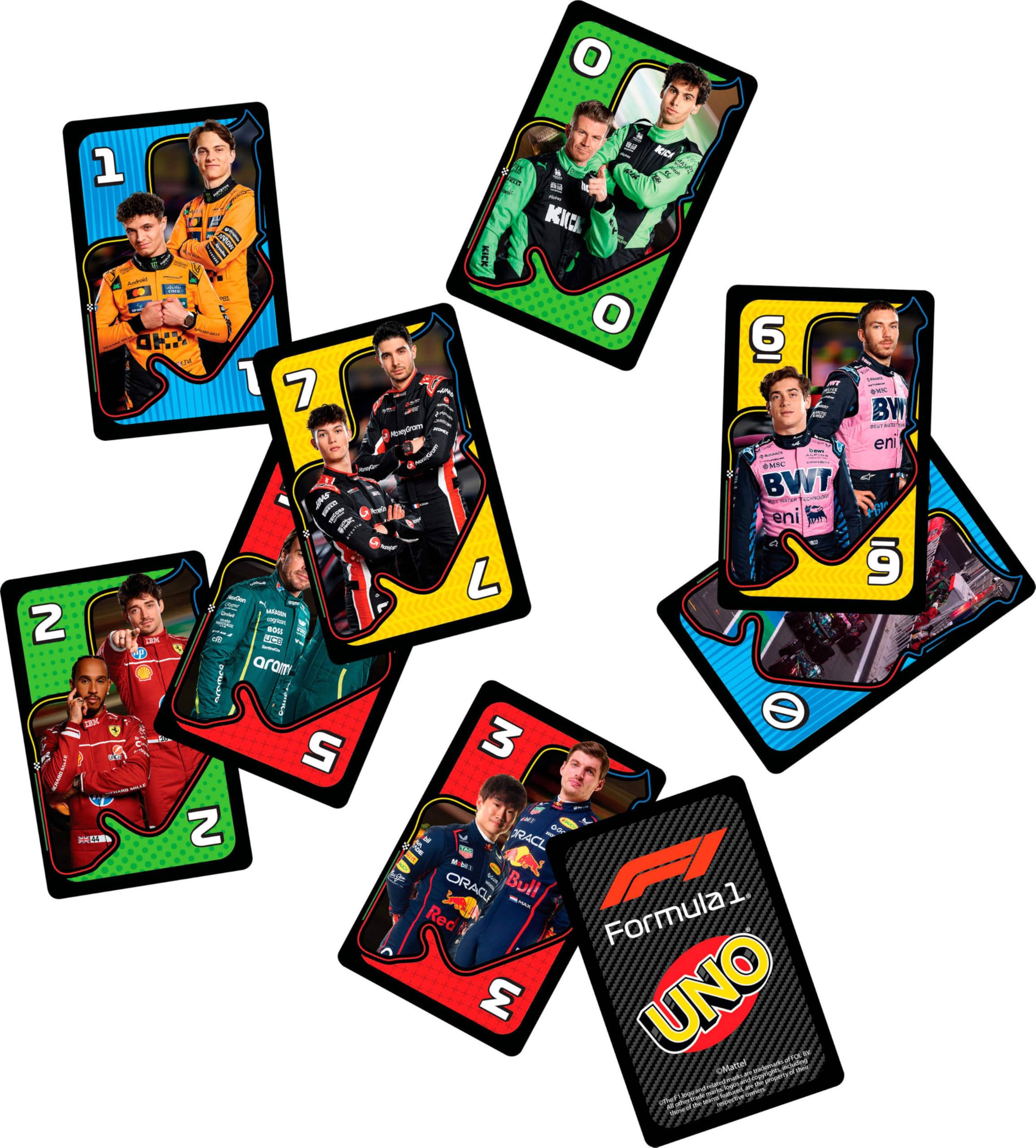 Juegos Mattel UNO F1 Card Game - Collectible Deck for F1 Fans | Ages 7+ | 2-10 Players 5