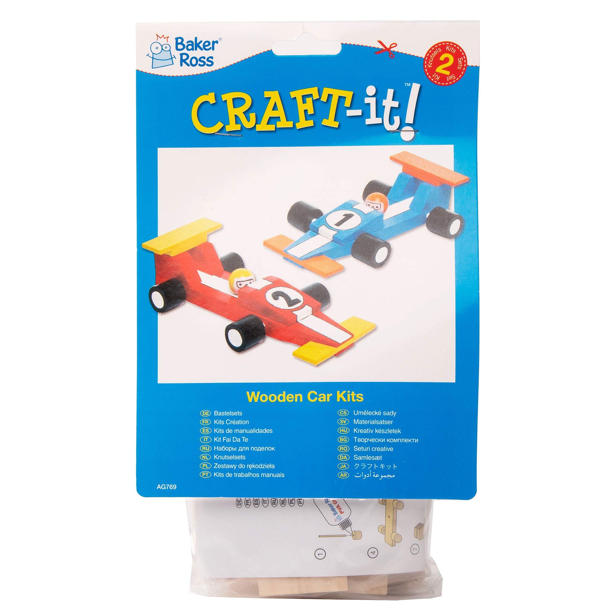 Baker Ross Paint Your Own Wooden Racing Car Craft Kit - 2 Pack, 17.5cm Long | Ages 5+ 7