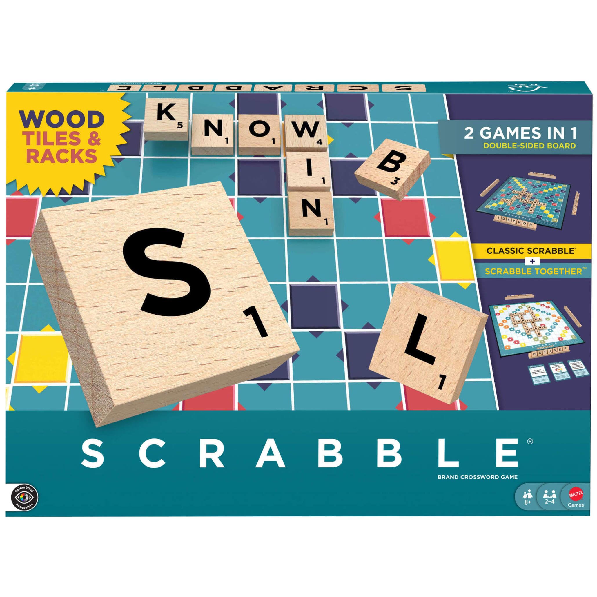 Mattel Games Scrabble Board Game Classic Family Word Fun with Wooden Tiles