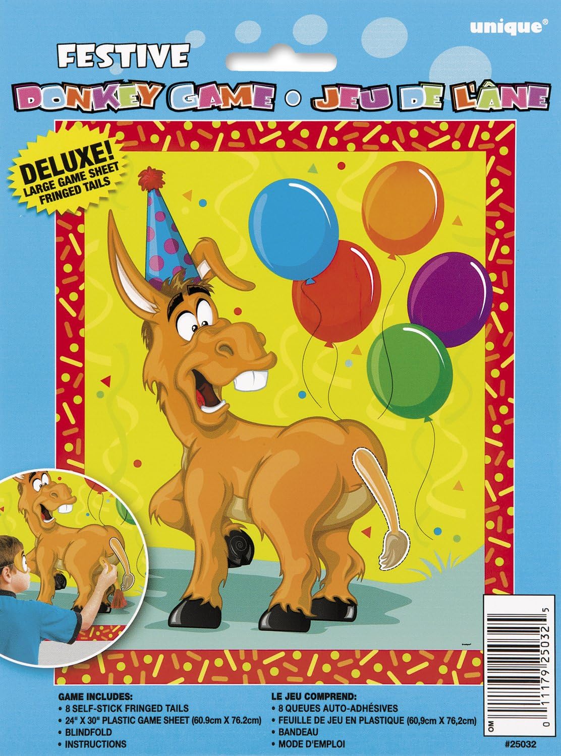 Pin the Tail on the Donkey Game - Deluxe Multicolor Edition for 8 Players 1