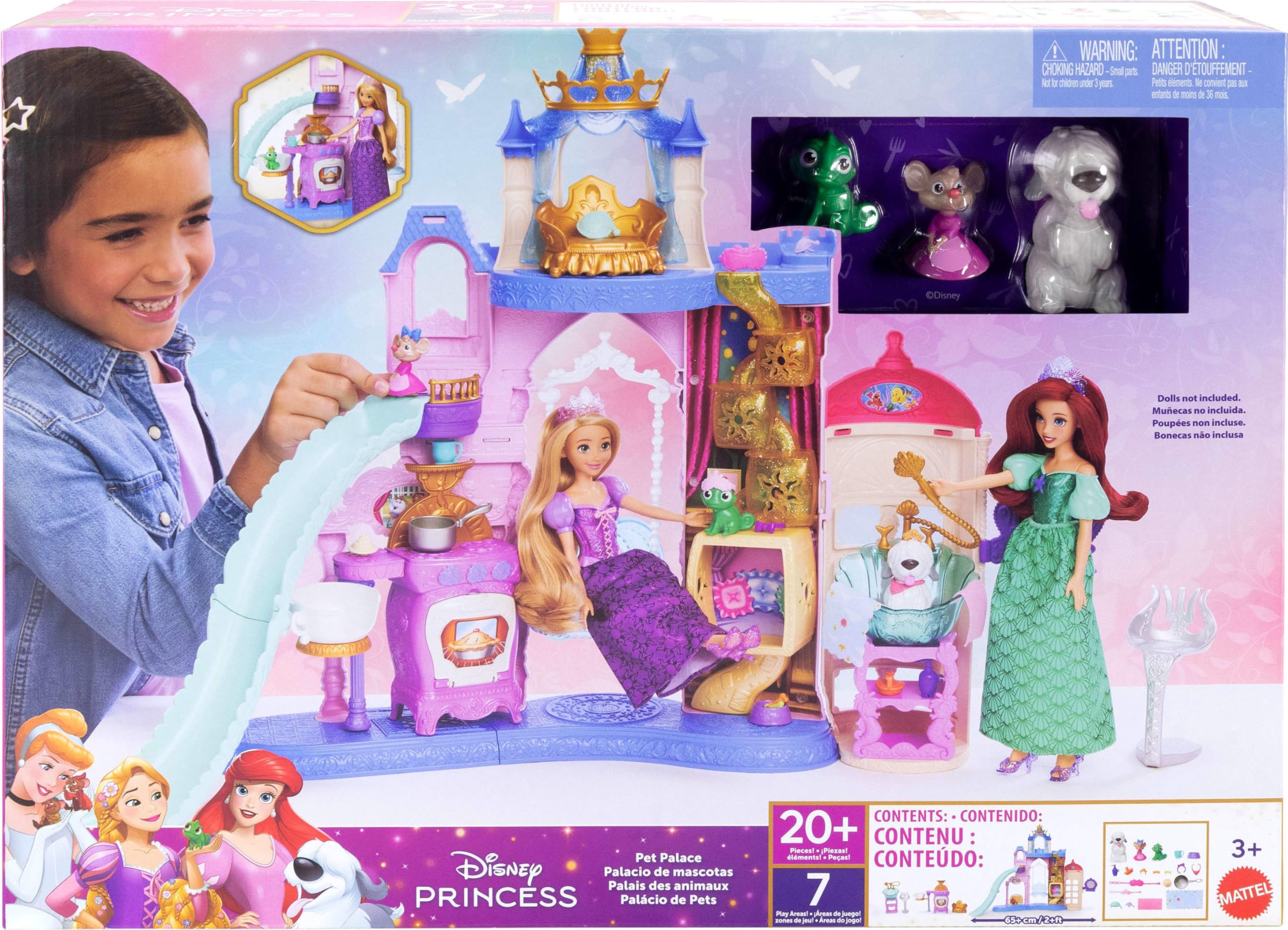 Disney Princess Pet Palace Playset with 7 Play Areas and 3 Animal Figures - Mattel 5