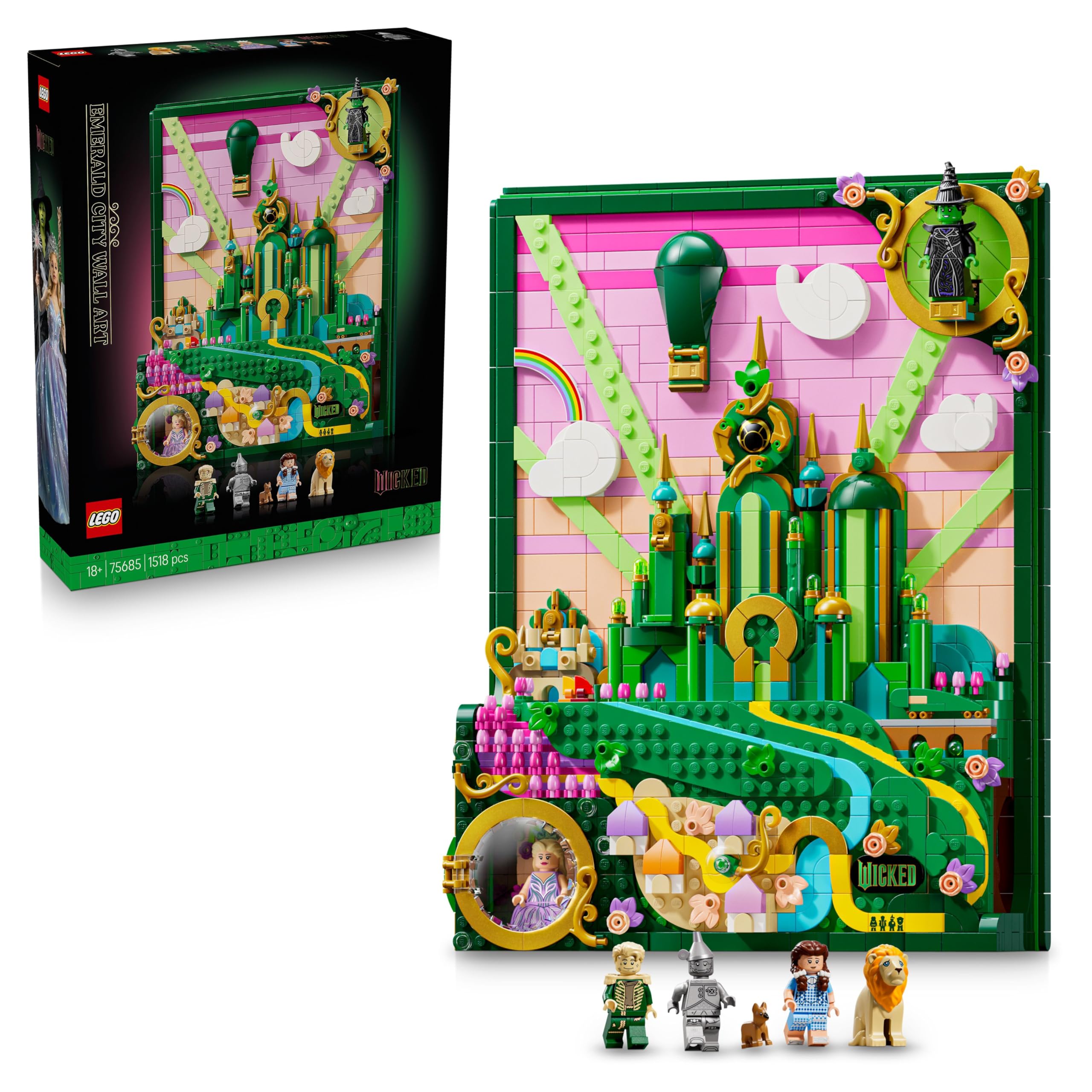 LEGO Wicked Emerald City Wall Art - 3D Building Set for Adults | 1,518 Pieces | Model 75685 1